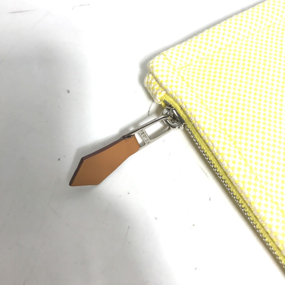 HERMES Pouch Tower ash yellow Makeup pouch Cosmetics Pouch H tissage Women(Unisex) Used