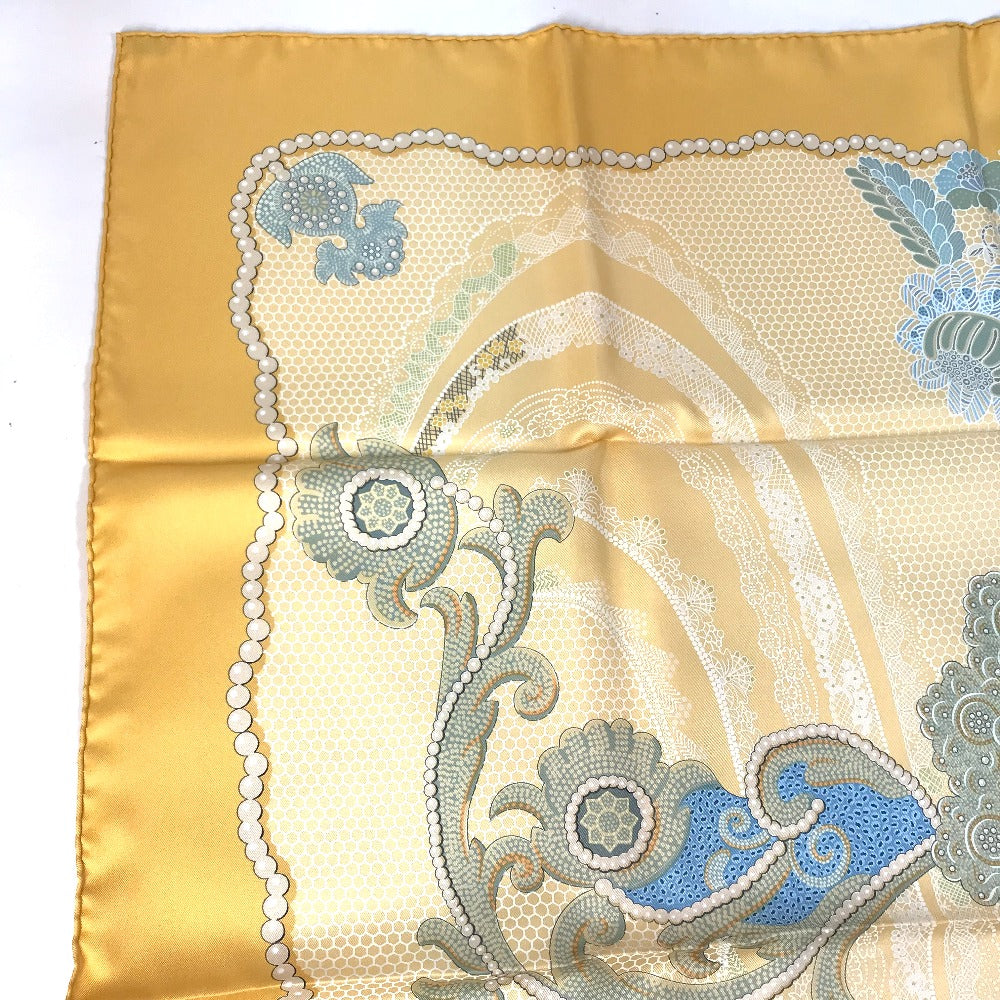 HERMES scarf silk yellow Doigts de Fee Fairy finger Women Used