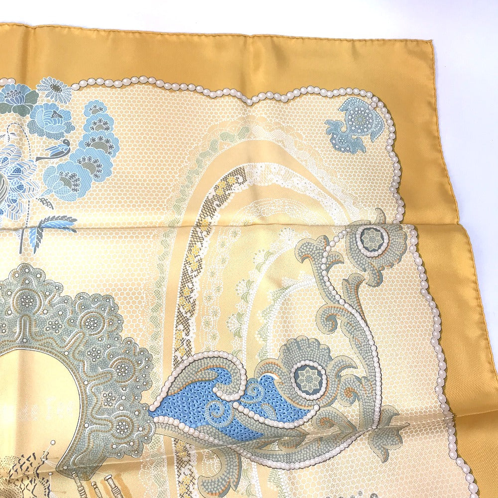 HERMES scarf silk yellow Doigts de Fee Fairy finger Women Used