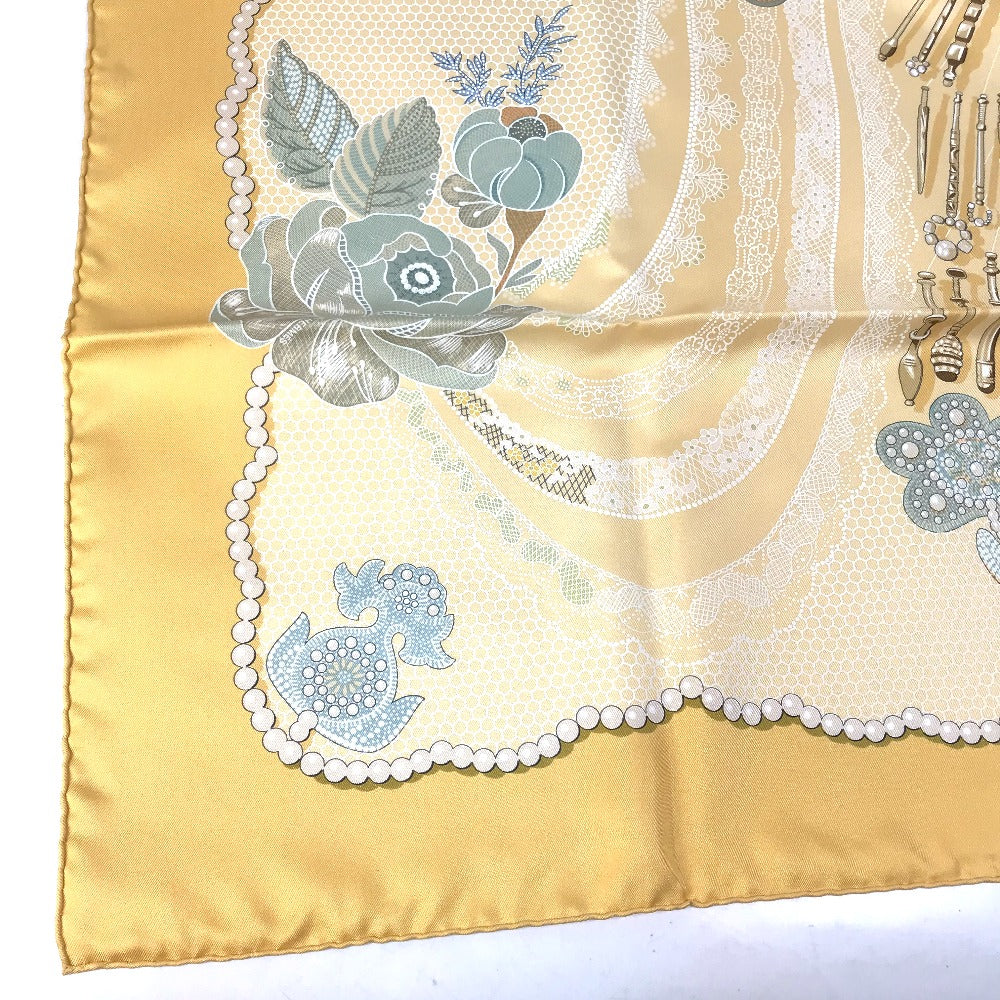 HERMES scarf silk yellow Doigts de Fee Fairy finger Women Used