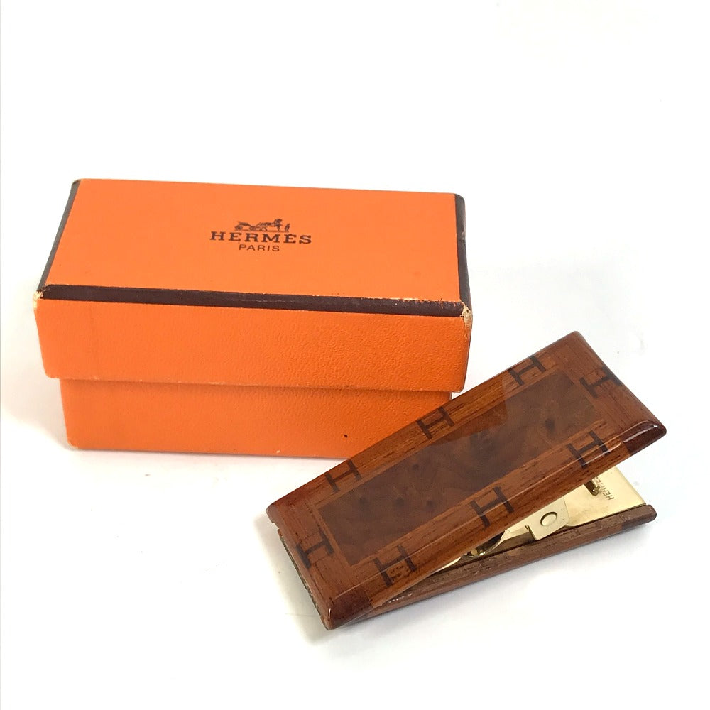 HERMES Other stationery Wood, Metal Brown paper clip H logo