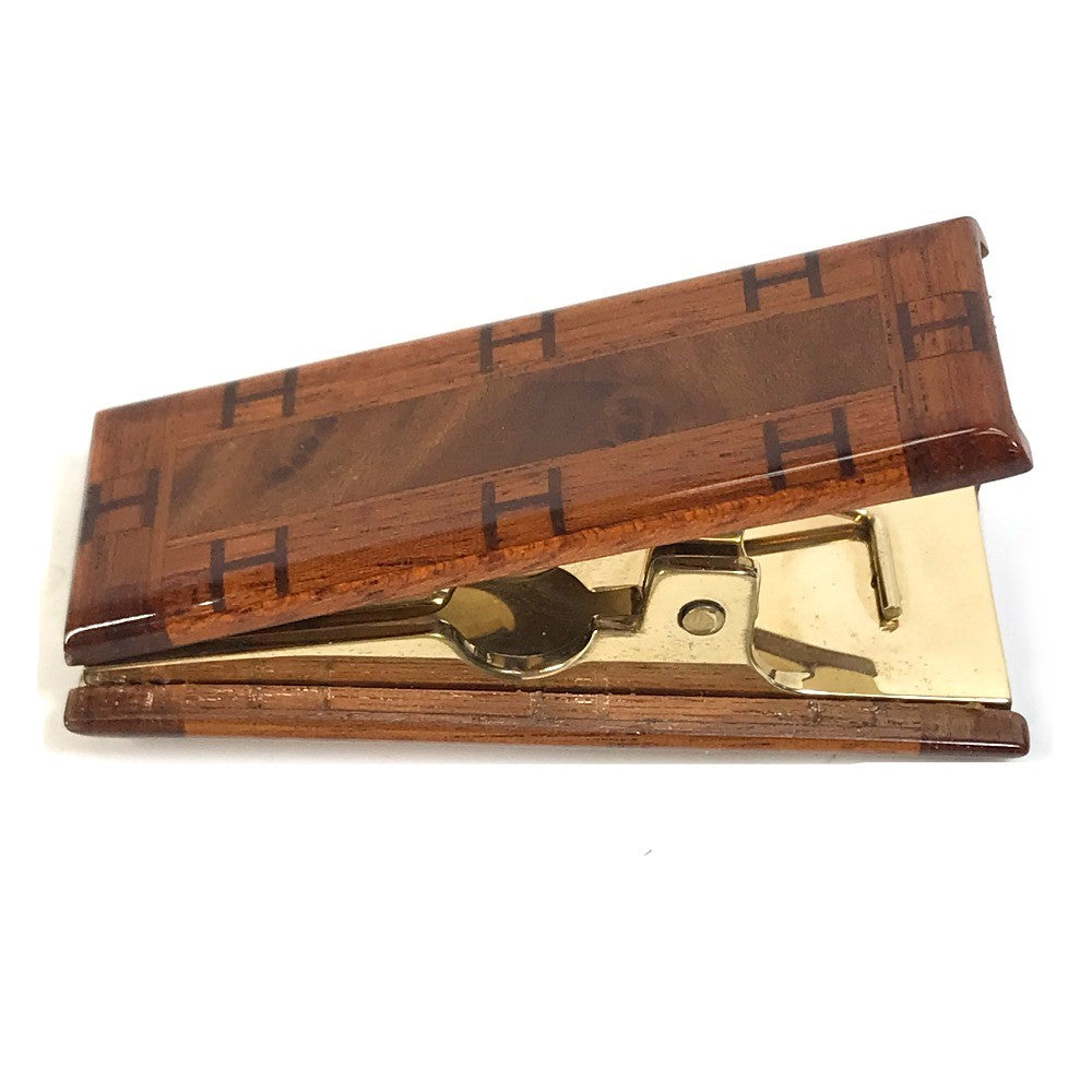 HERMES Other stationery Wood, Metal Brown paper clip H logo