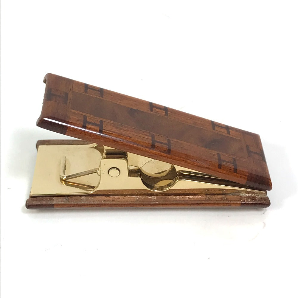 HERMES Other stationery Wood, Metal Brown paper clip H logo