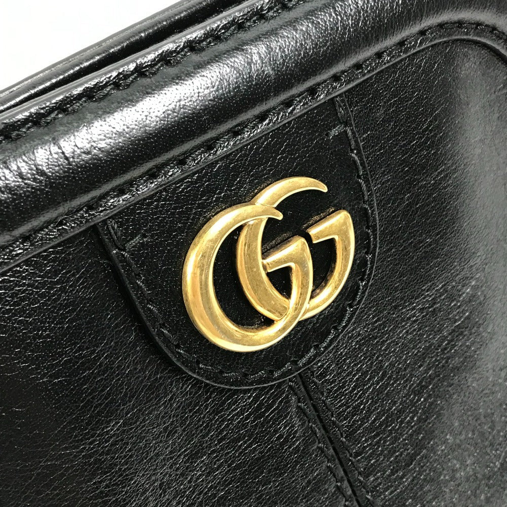 GUCCI Shoulder Bag 524620 leather black GG Marmont Liber Tiger Cat Head Women Used