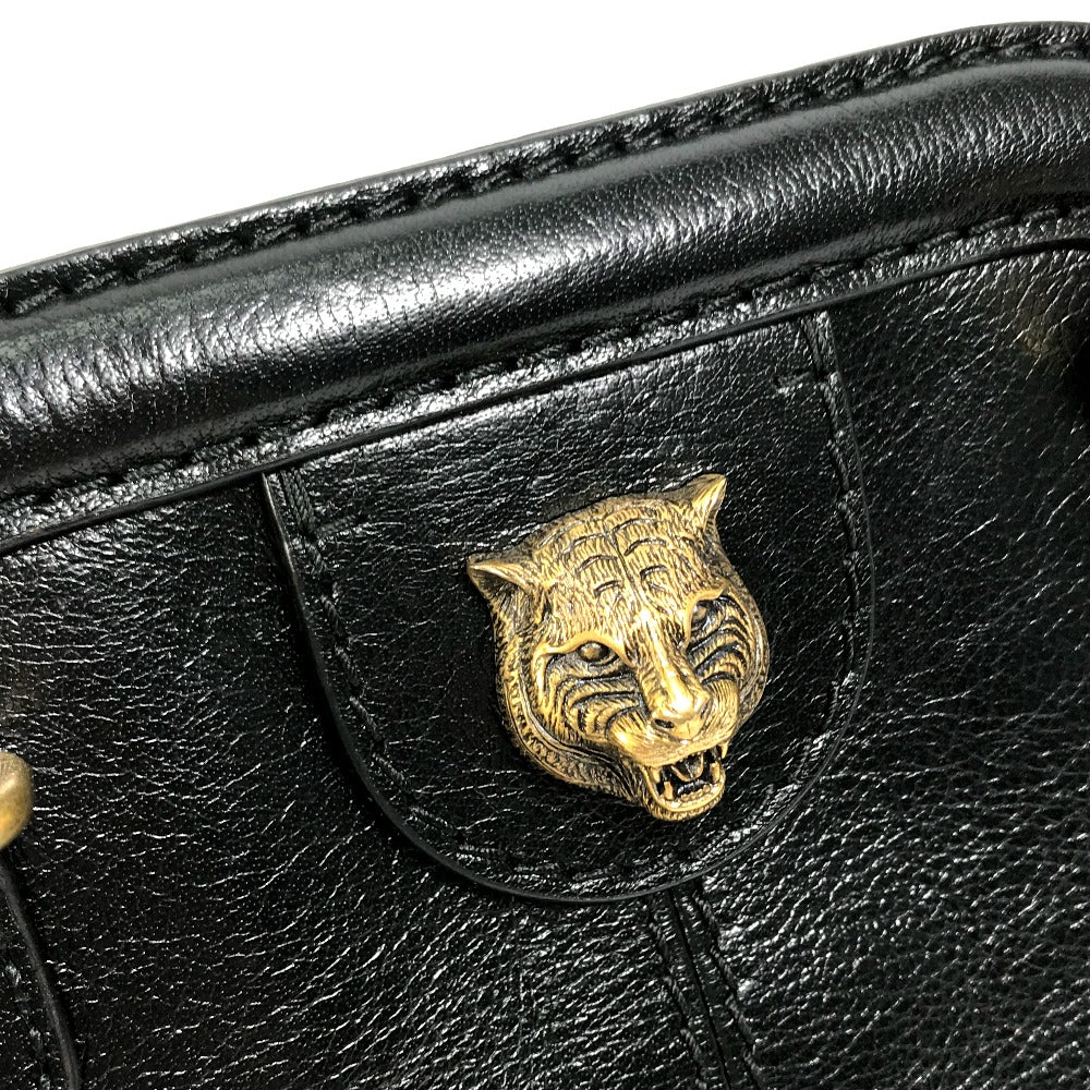GUCCI Shoulder Bag 524620 leather black GG Marmont Liber Tiger Cat Head Women Used
