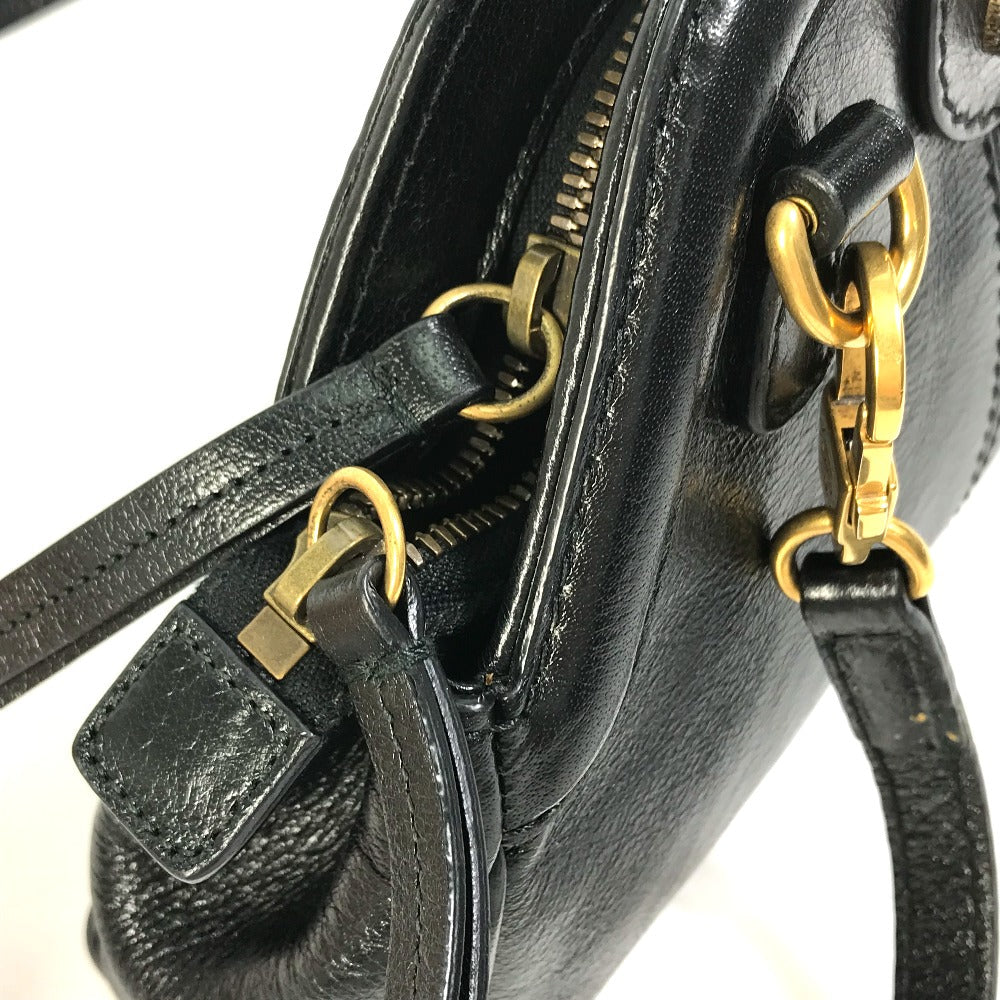 GUCCI Shoulder Bag 524620 leather black GG Marmont Liber Tiger Cat Head Women Used
