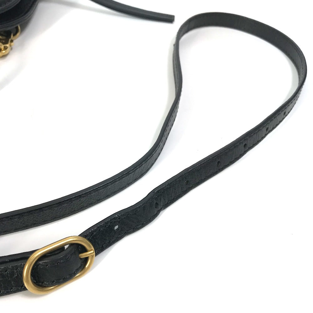GUCCI Shoulder Bag 524620 leather black GG Marmont Liber Tiger Cat Head Women Used