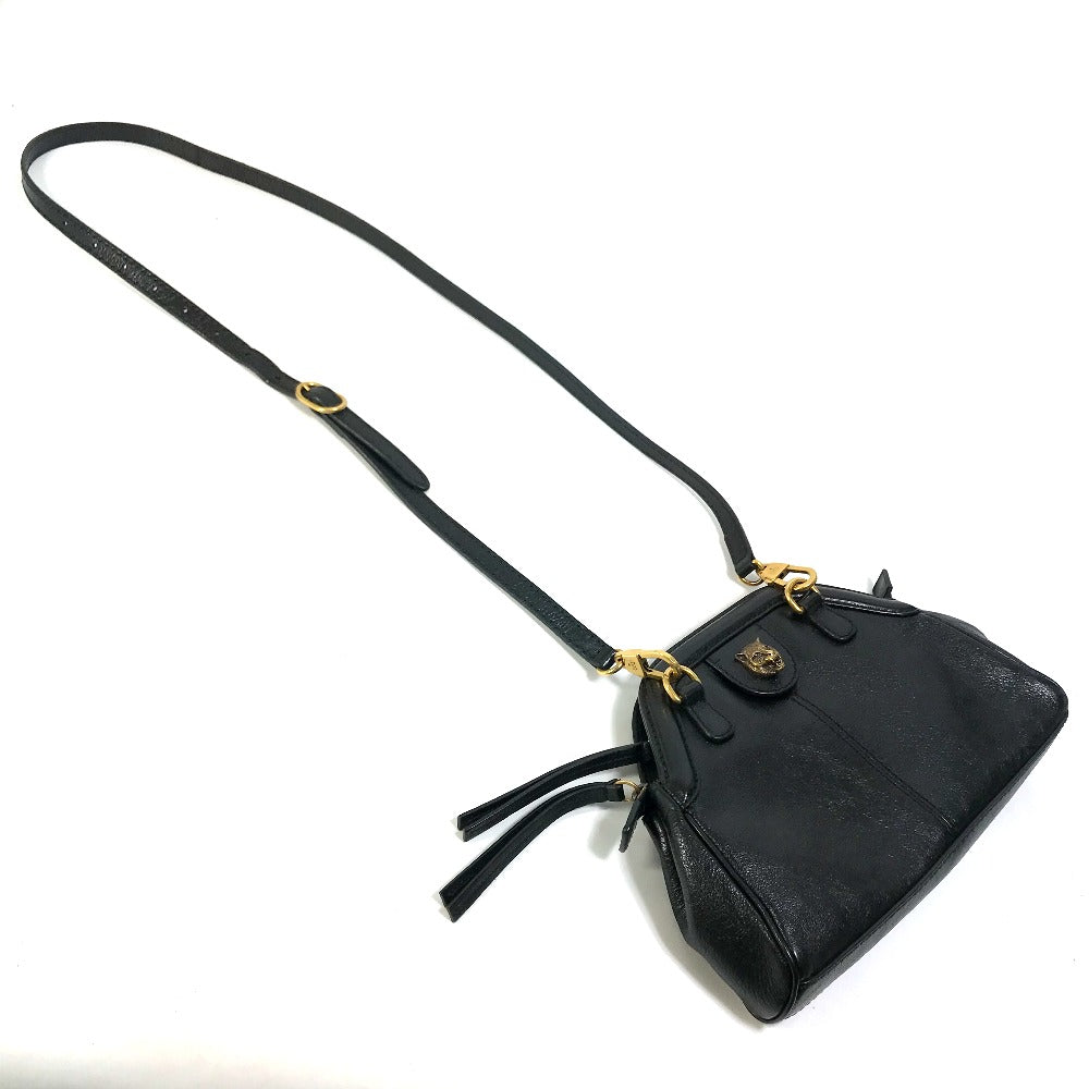 GUCCI Shoulder Bag 524620 leather black GG Marmont Liber Tiger Cat Head Women Used