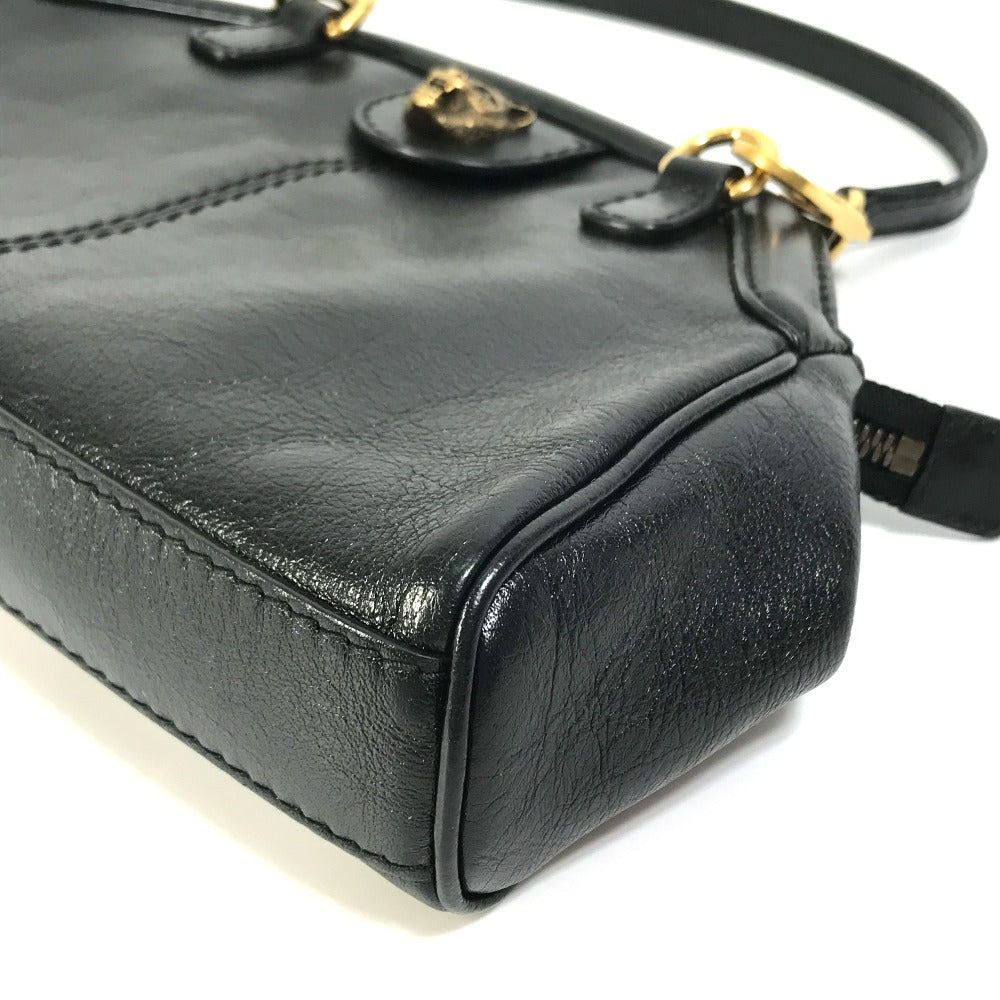 GUCCI Shoulder Bag 524620 leather black GG Marmont Liber Tiger Cat Head Women Used