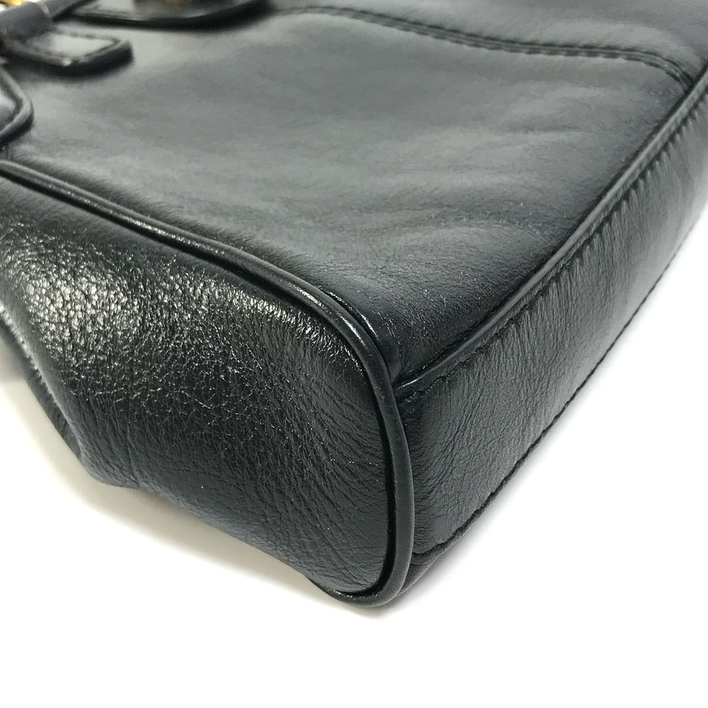 GUCCI Shoulder Bag 524620 leather black GG Marmont Liber Tiger Cat Head Women Used