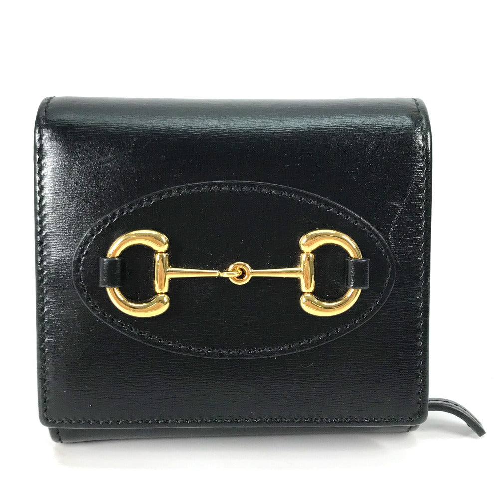 GUCCI Folded wallet 621891 leather black Horsebit Women Used