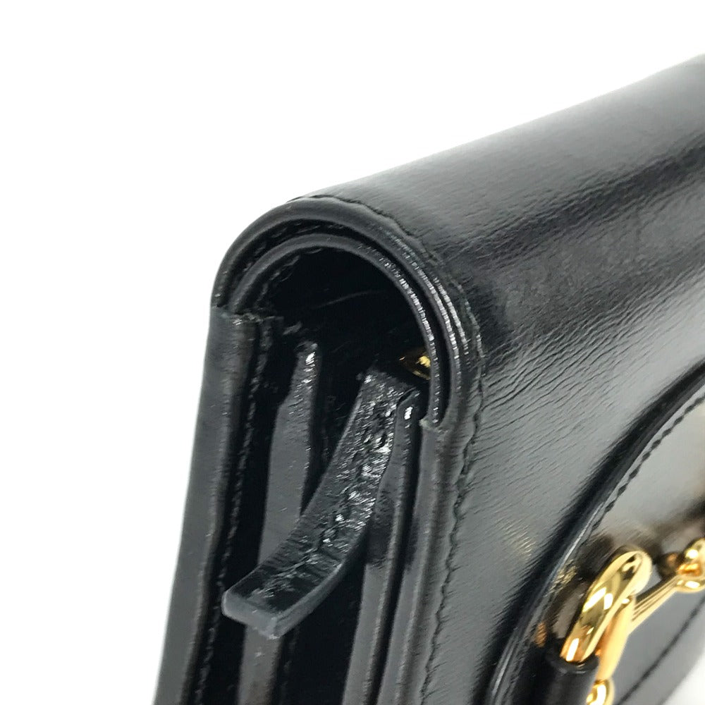 GUCCI Folded wallet 621891 leather black Horsebit Women Used