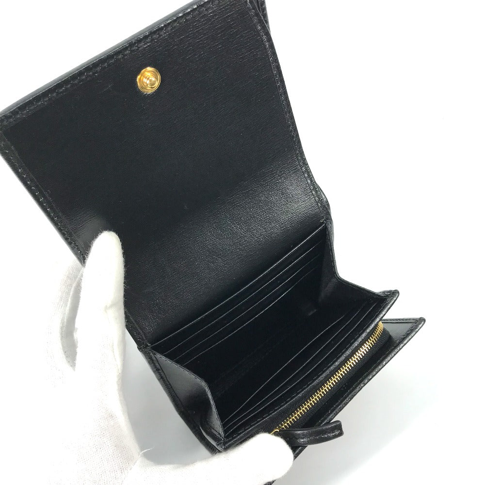 GUCCI Folded wallet 621891 leather black Horsebit Women Used