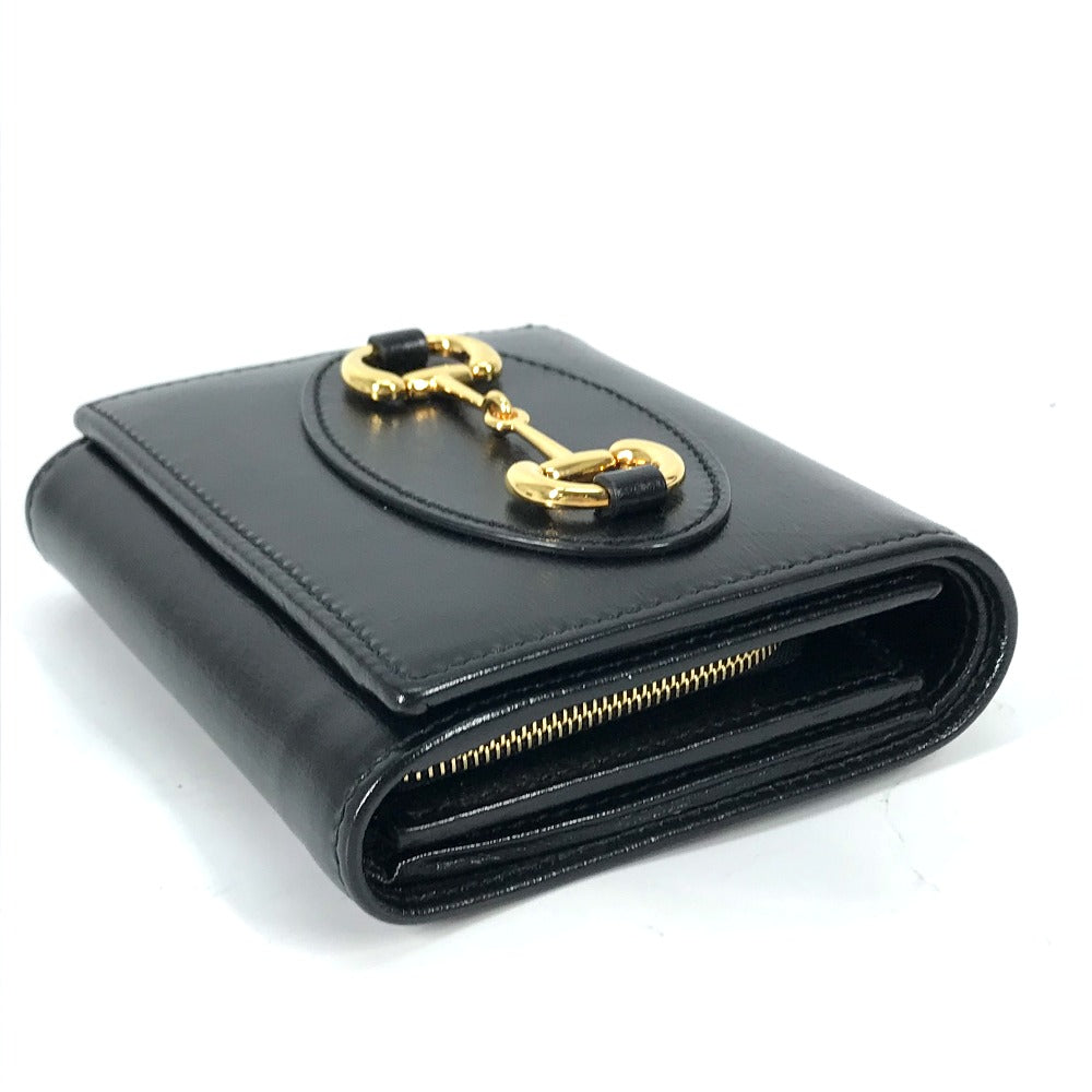GUCCI Folded wallet 621891 leather black Horsebit Women Used