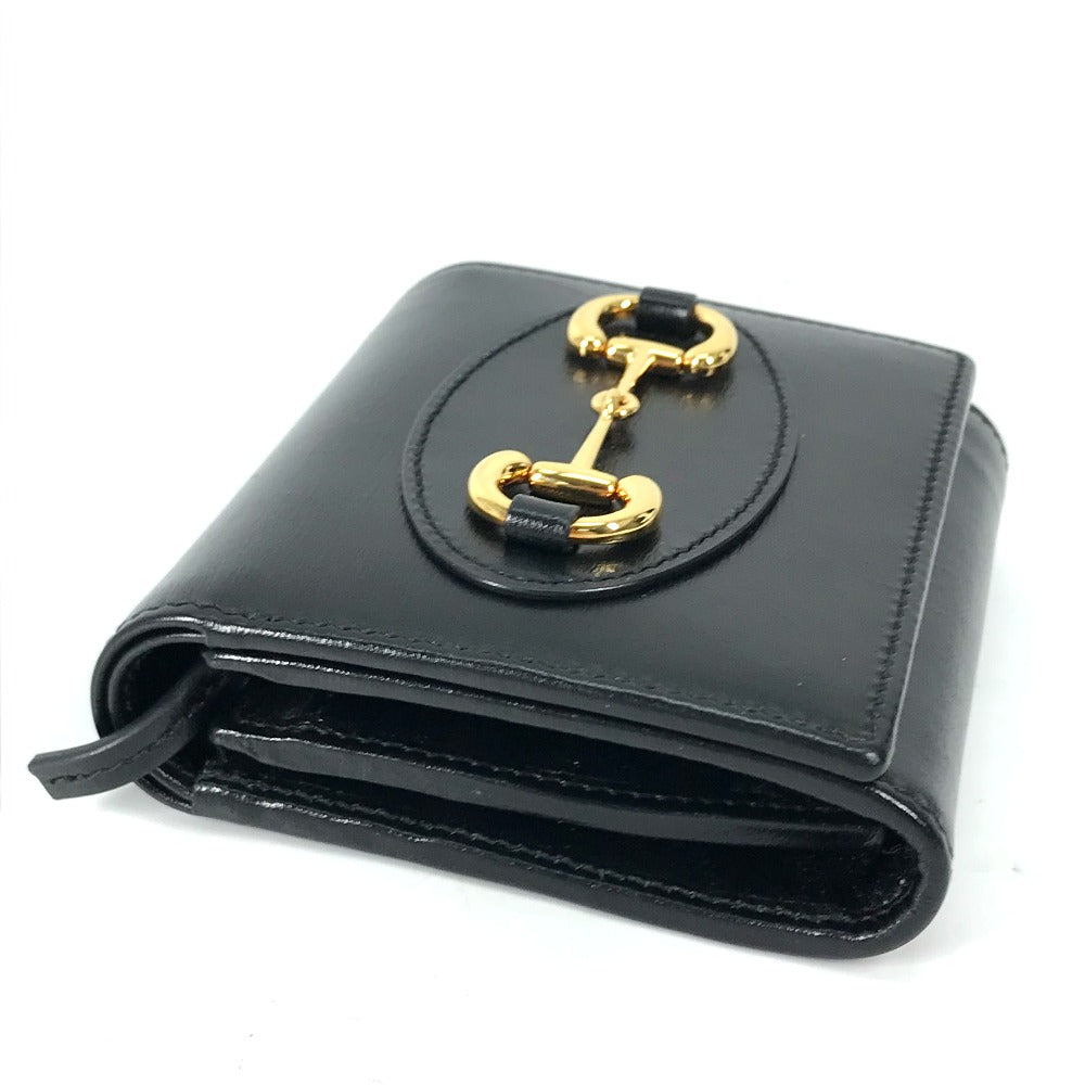 GUCCI Folded wallet 621891 leather black Horsebit Women Used