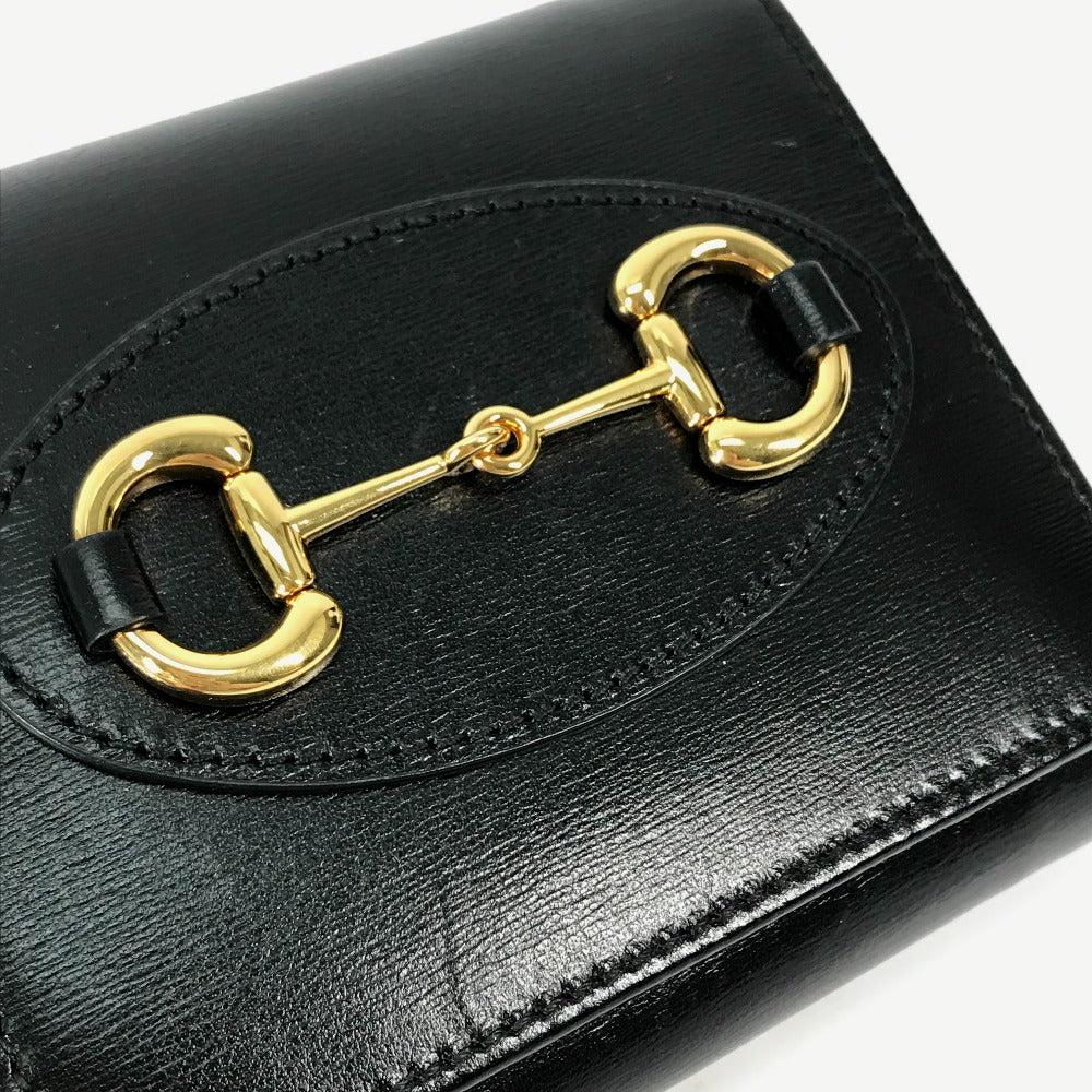 GUCCI Folded wallet 621891 leather black Horsebit Women Used