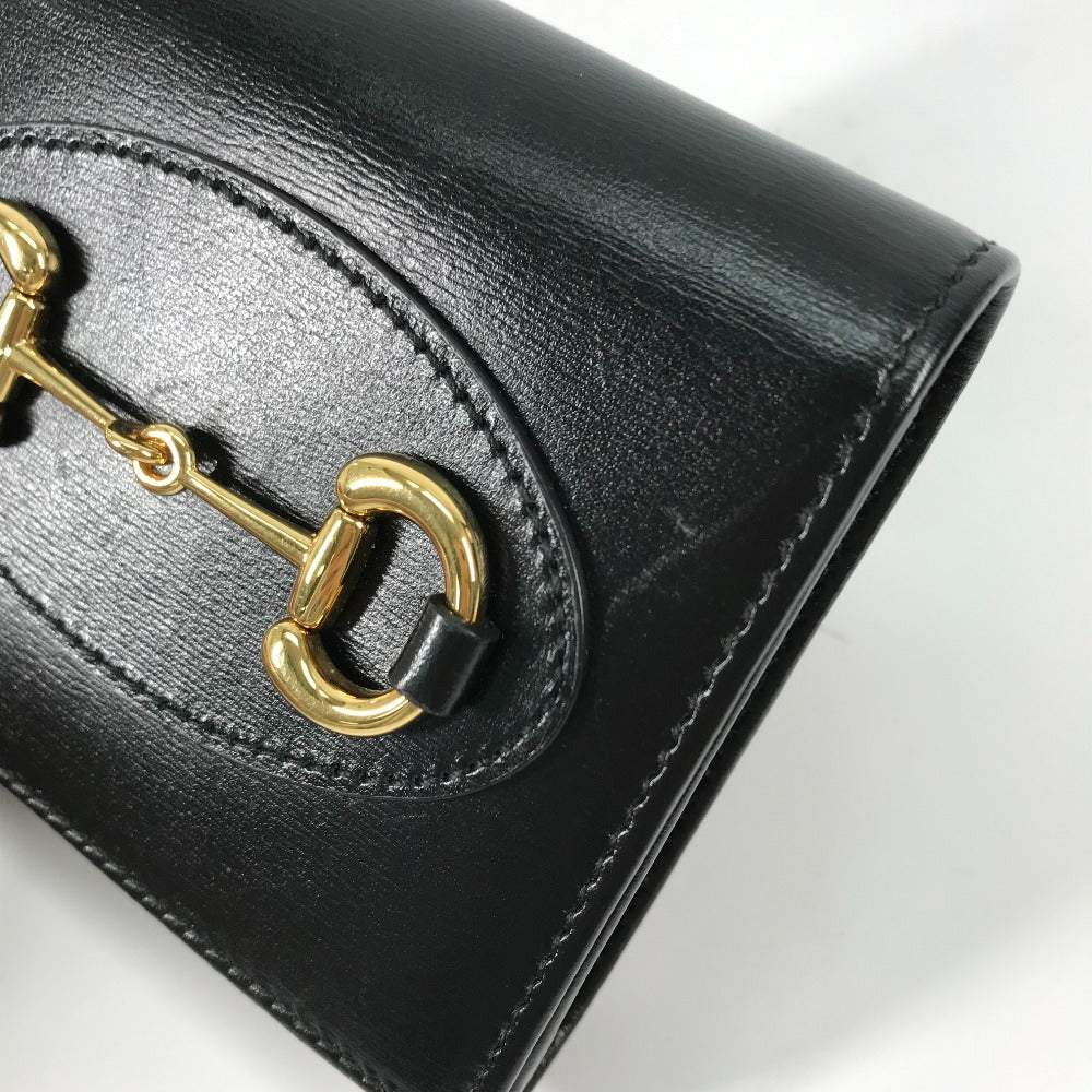 GUCCI Folded wallet 621891 leather black Horsebit Women Used