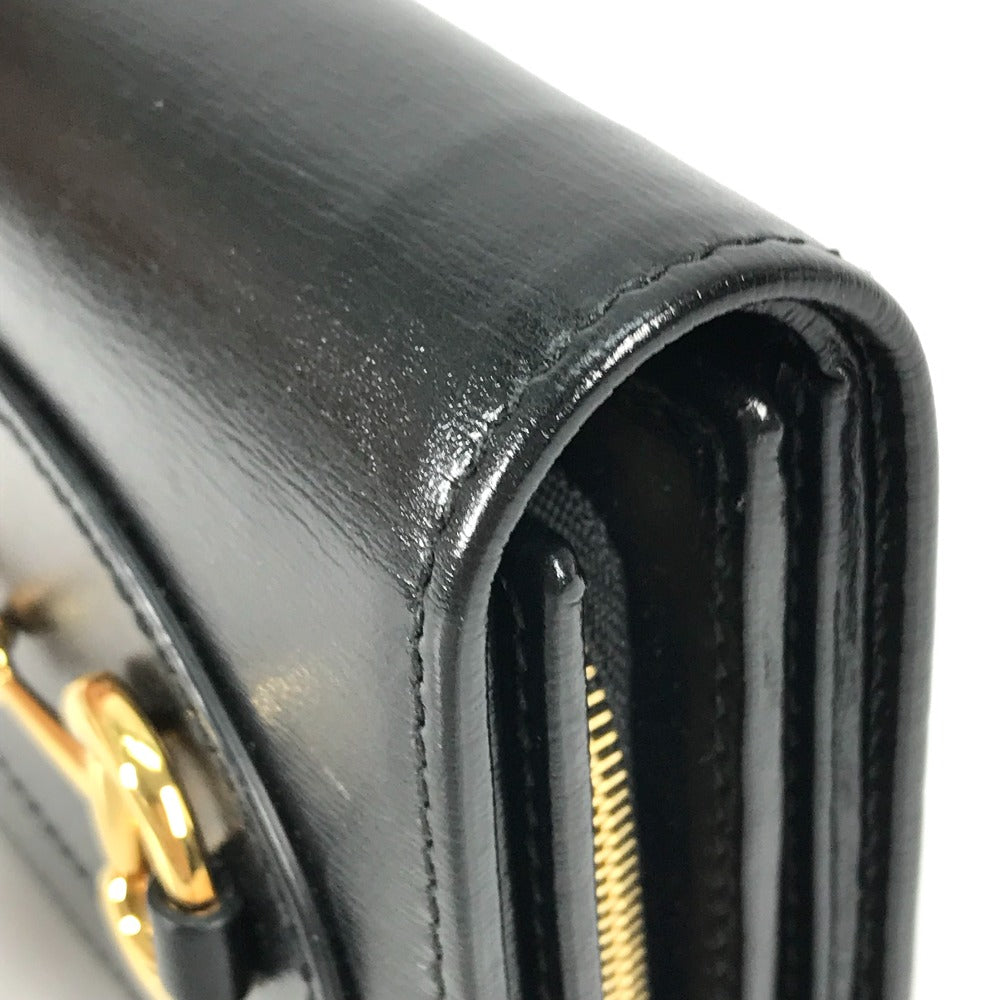 GUCCI Folded wallet 621891 leather black Horsebit Women Used