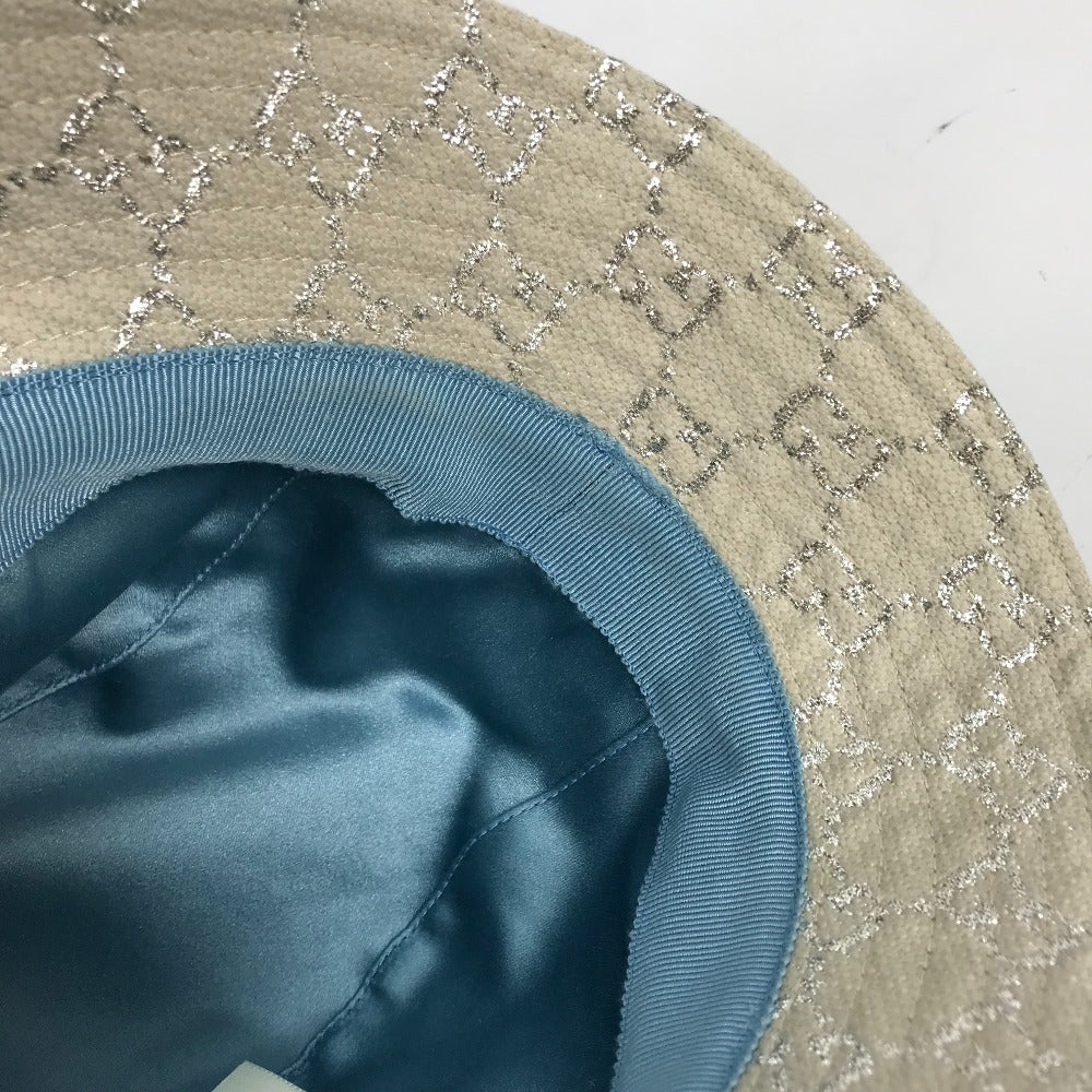 GUCCI hat 631951 cotton White type GG lame Bucket hat Women L/58 Used