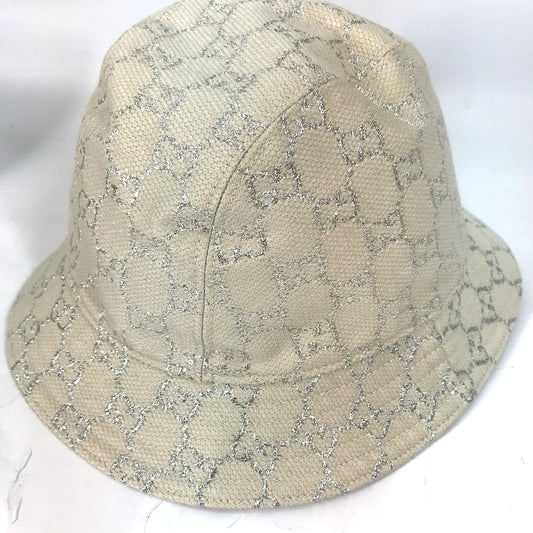 GUCCI hat 631951 cotton White type GG lame Bucket hat Women L/58 Used
