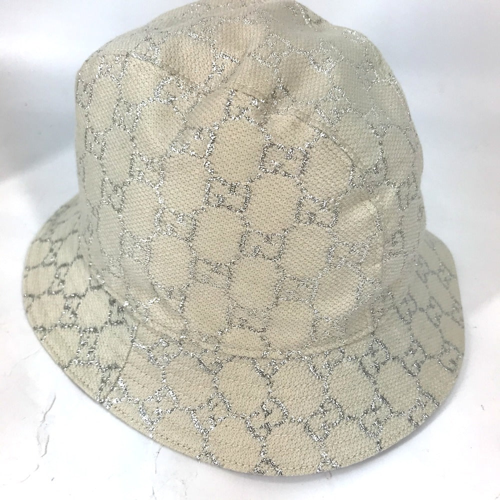 GUCCI hat 631951 cotton White type GG lame Bucket hat Women L/58 Used