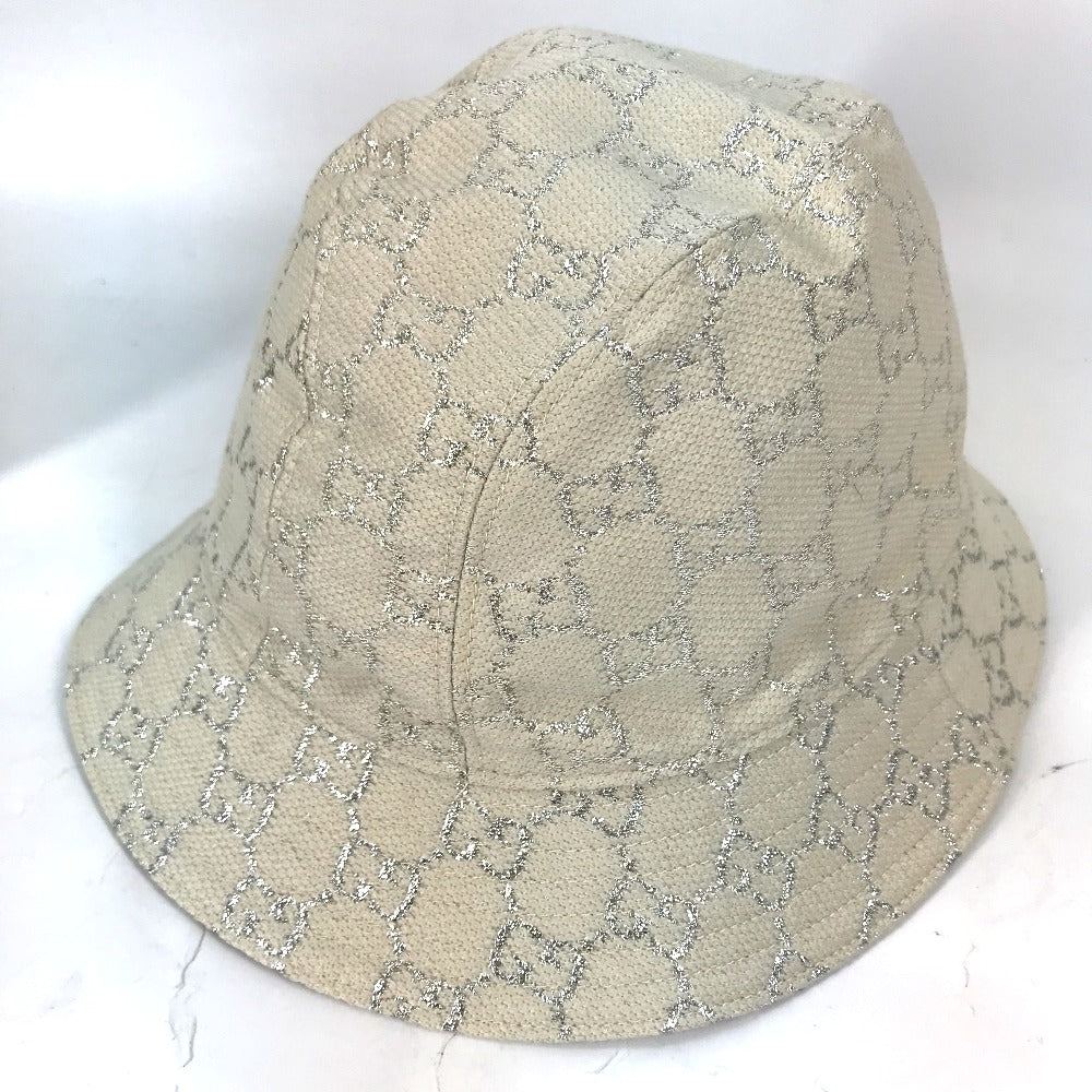 GUCCI hat 631951 cotton White type GG lame Bucket hat Women L/58 Used