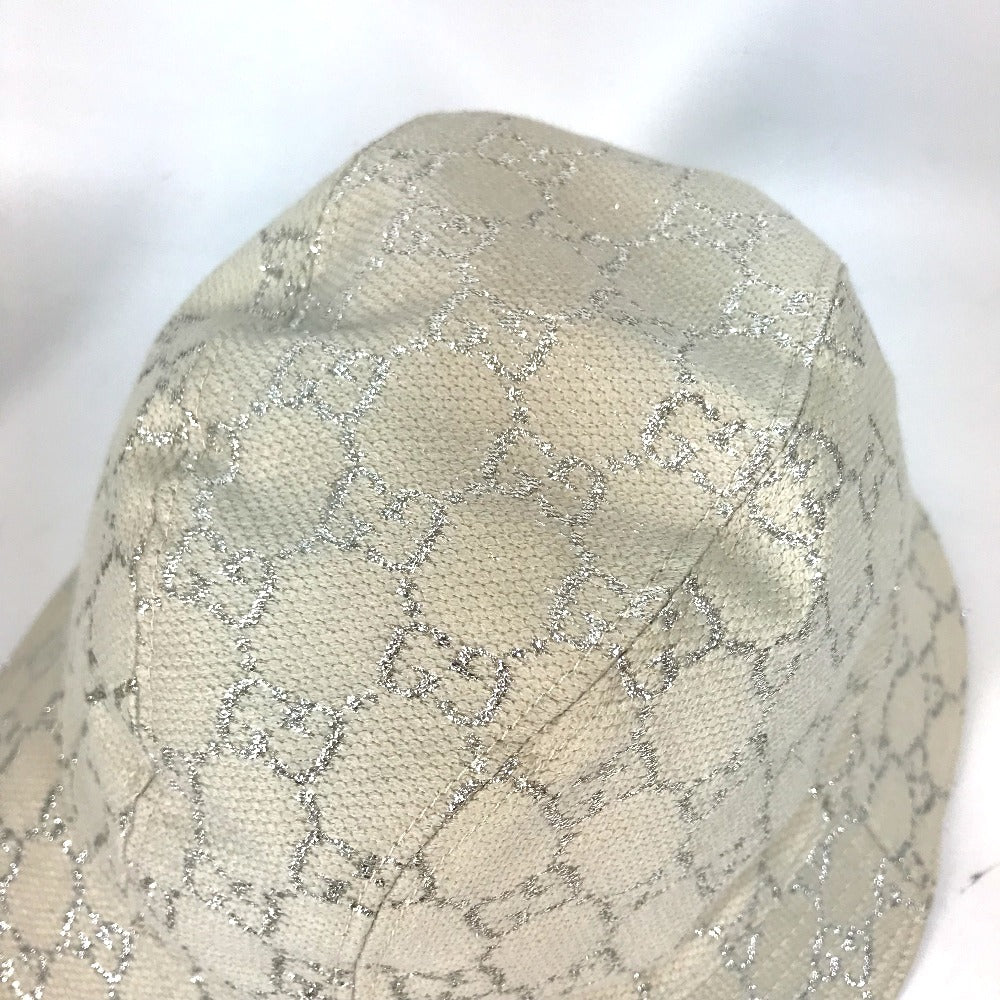 GUCCI hat 631951 cotton White type GG lame Bucket hat Women L/58 Used