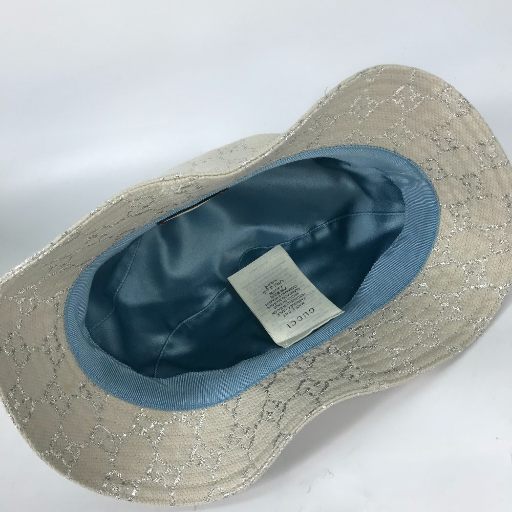 GUCCI hat 631951 cotton White type GG lame Bucket hat Women L/58 Used