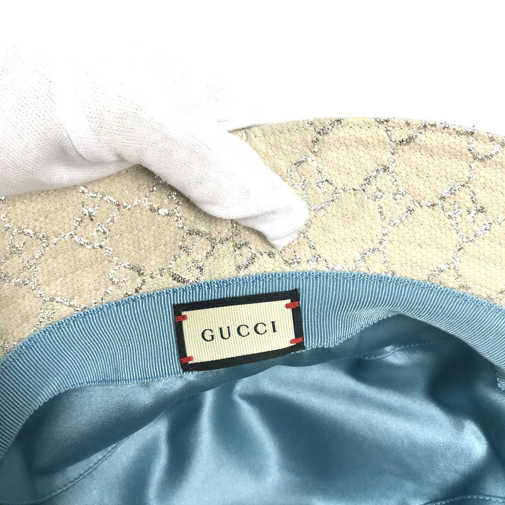 GUCCI hat 631951 cotton White type GG lame Bucket hat Women L/58 Used