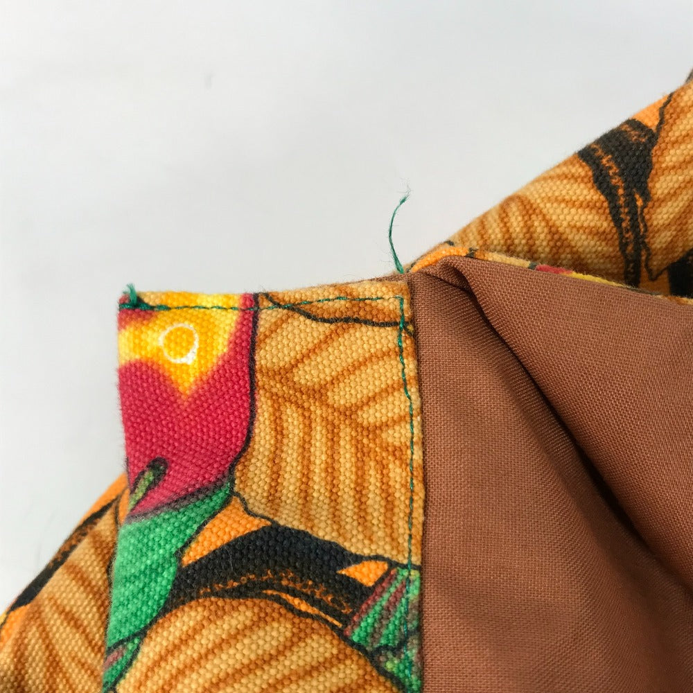 HERMES Tote Bag canvas Orange large vintage Bird motif bird pattern Women Used