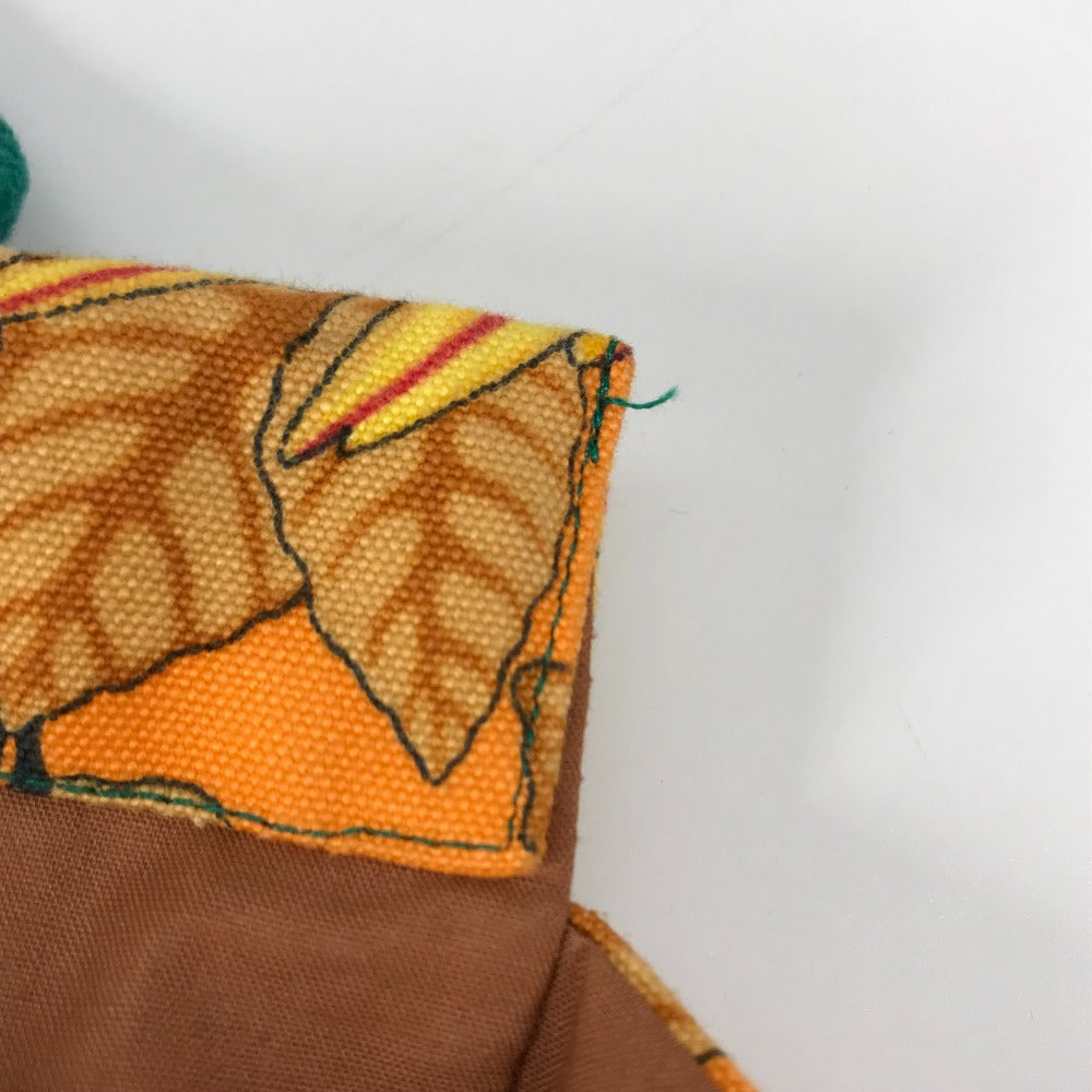 HERMES Tote Bag canvas Orange large vintage Bird motif bird pattern Women Used