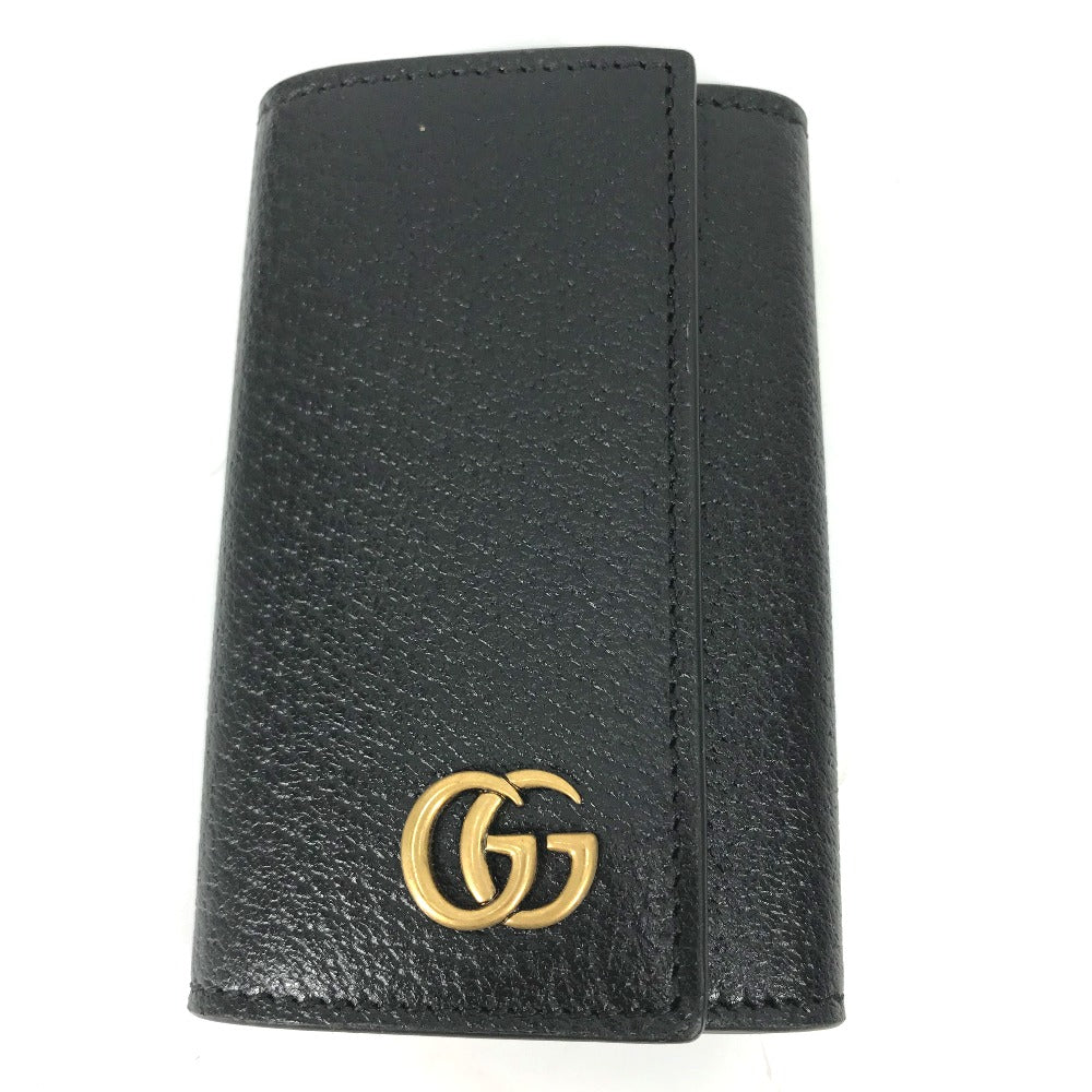 GUCCI Key case Key holder  435305 leather black GG Marmont six hooks Women Used
