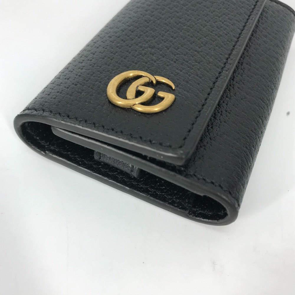 GUCCI Key case Key holder  435305 leather black GG Marmont six hooks Women Used