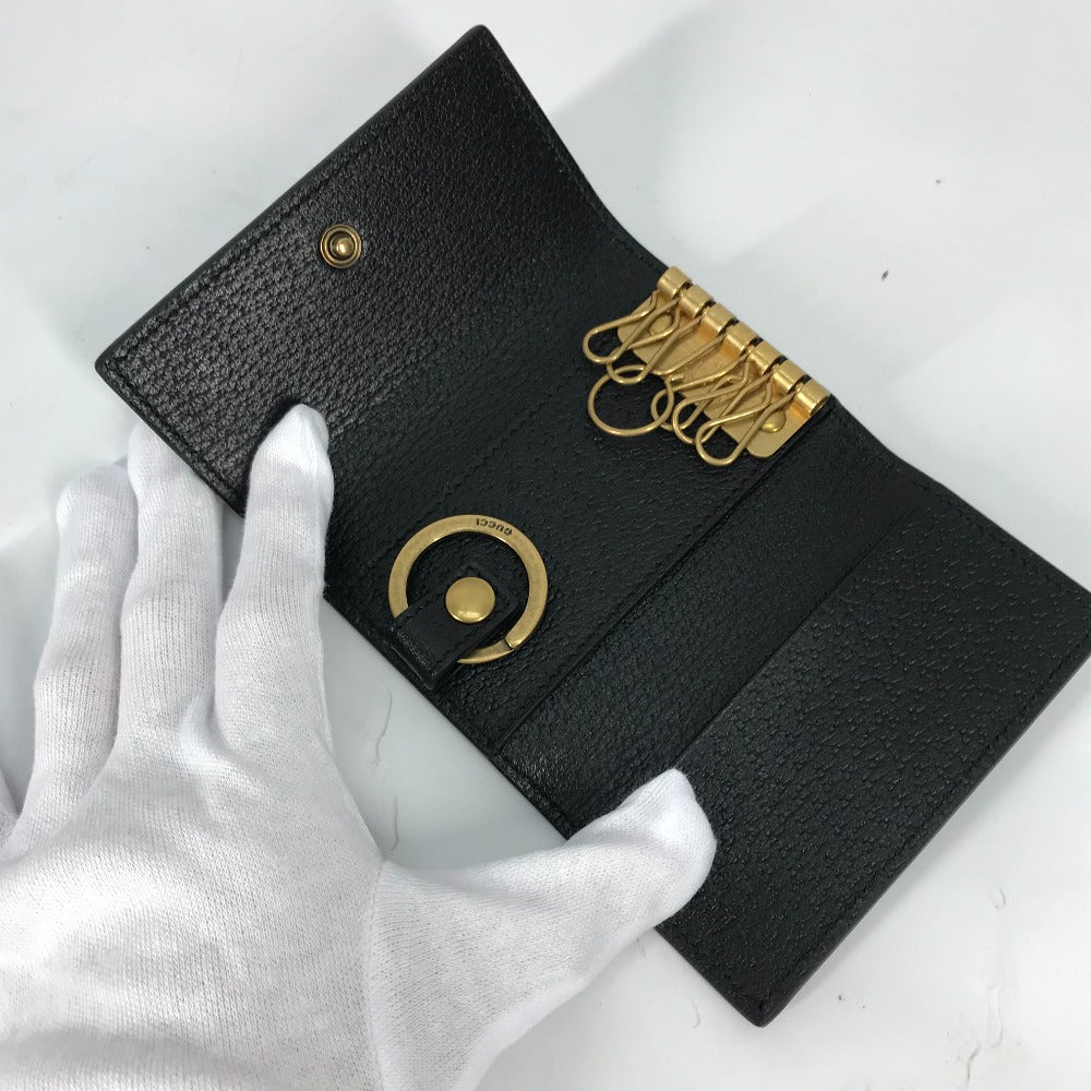 GUCCI Key case Key holder  435305 leather black GG Marmont six hooks Women Used