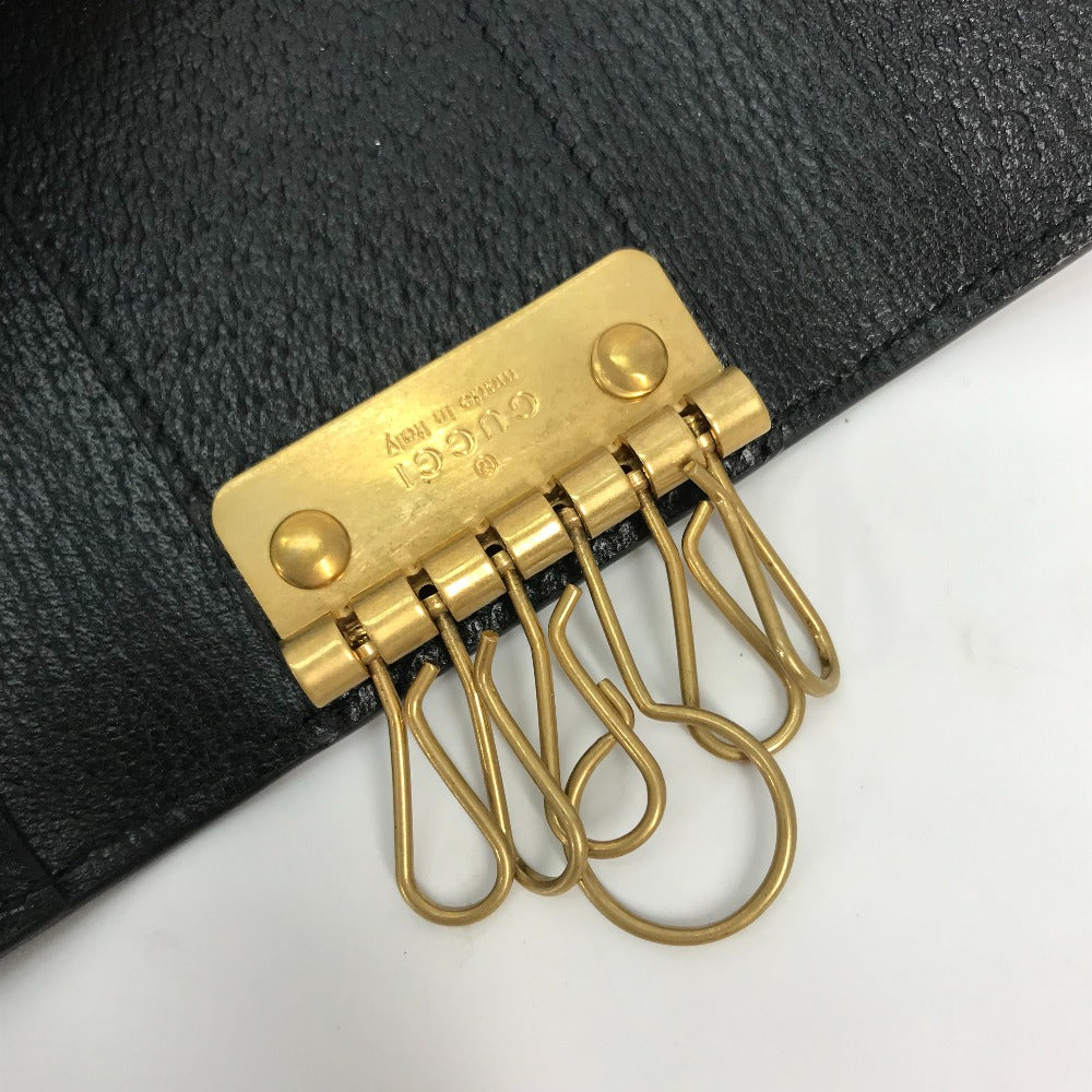GUCCI Key case Key holder  435305 leather black GG Marmont six hooks Women Used