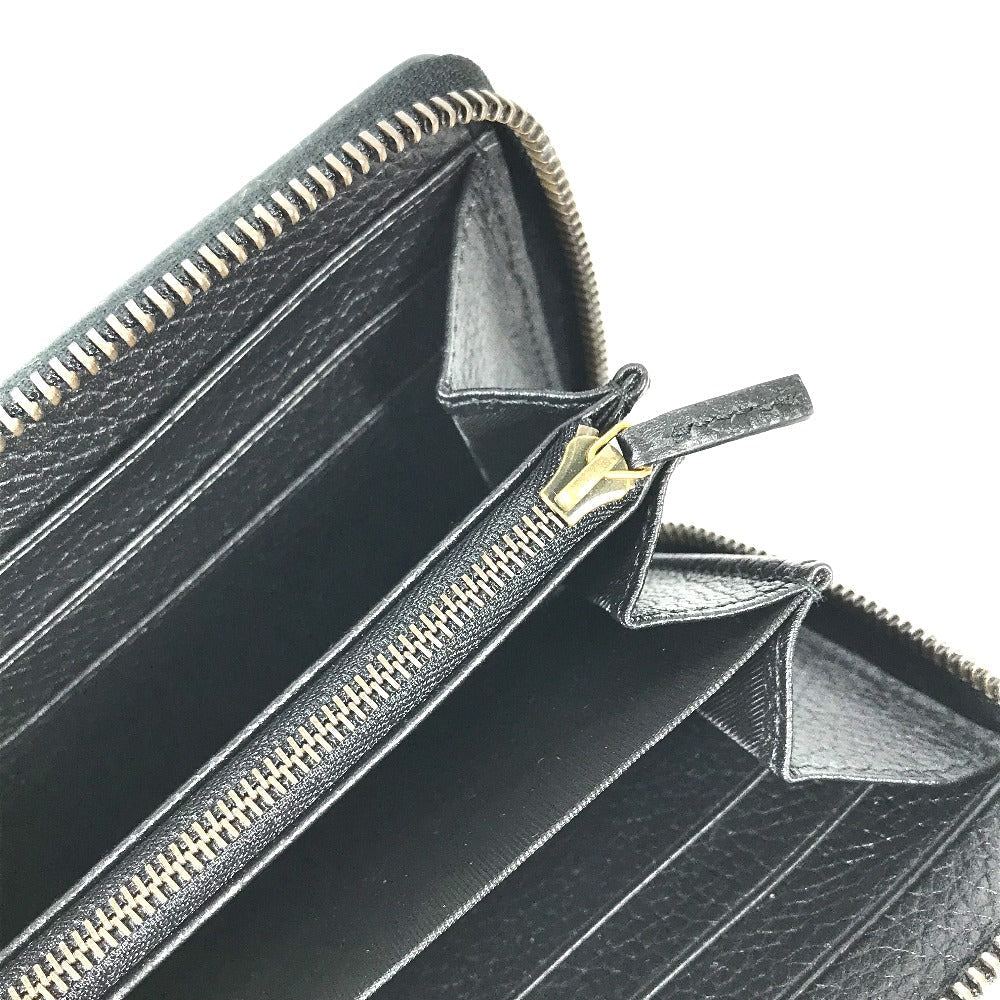 GUCCI Long Wallet Purse 739499 leather Navy GG Marmont Bamboo Zip Around Women Used