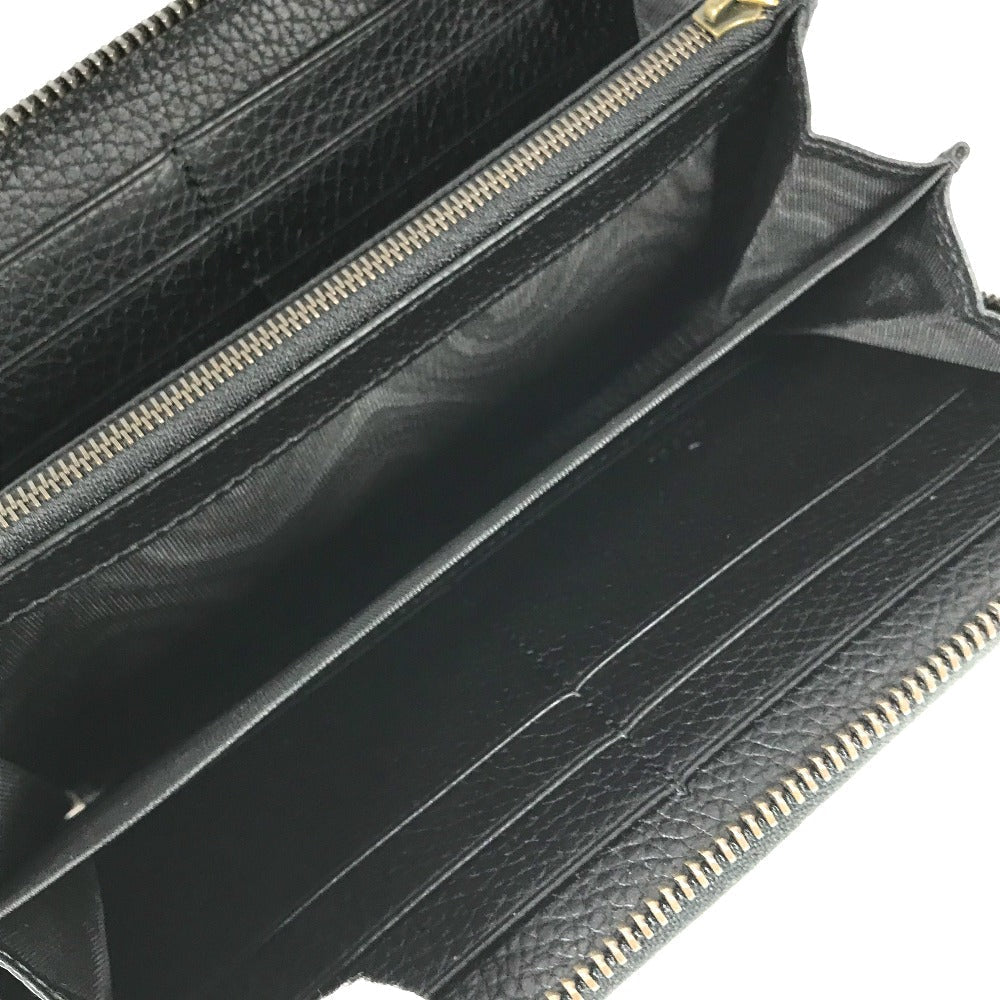 GUCCI Long Wallet Purse 739499 leather Navy GG Marmont Bamboo Zip Around Women Used