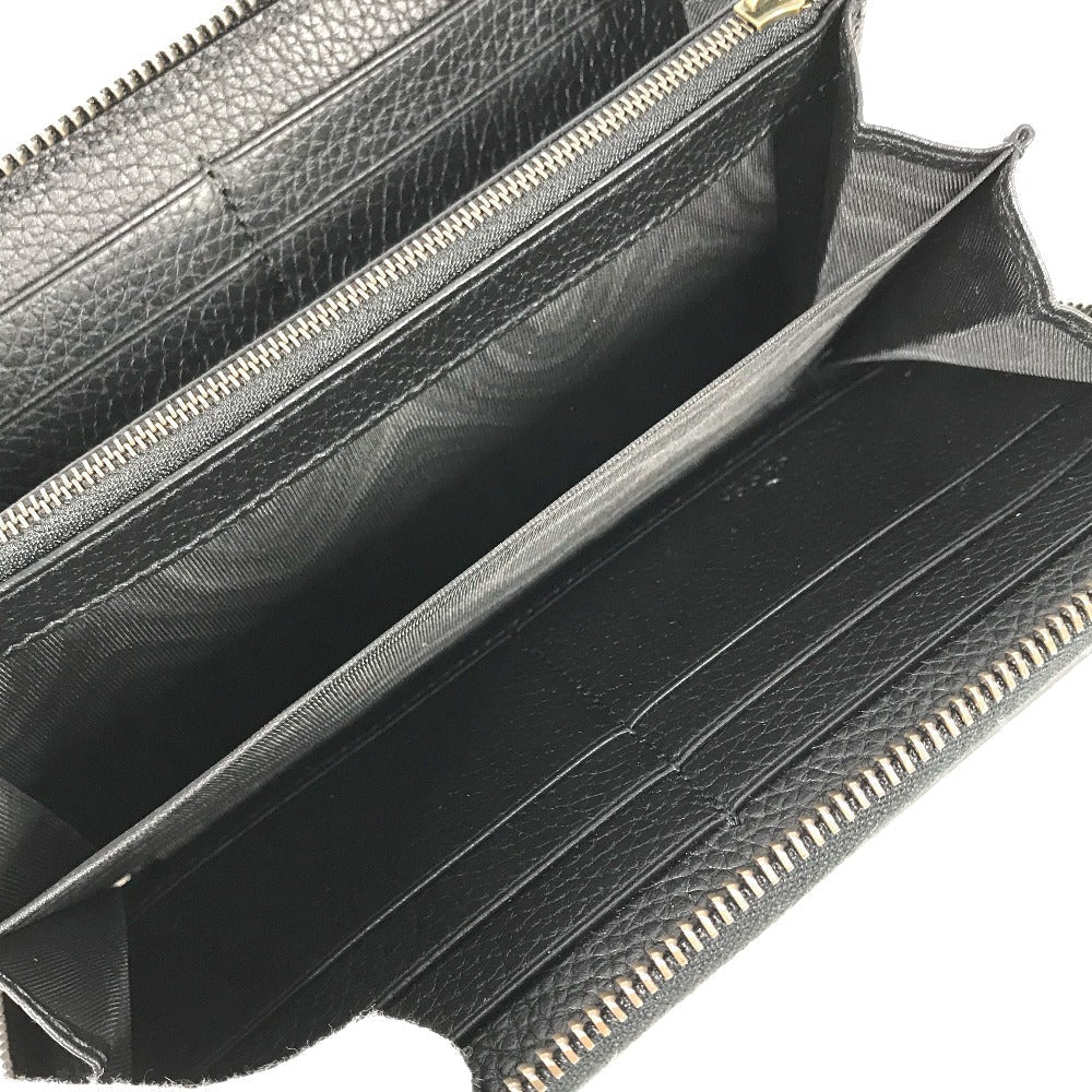 GUCCI Long Wallet Purse 739499 leather Navy GG Marmont Bamboo Zip Around Women Used