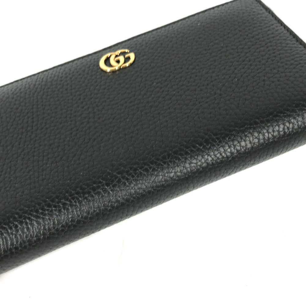 GUCCI Long Wallet Purse 739499 leather Navy GG Marmont Bamboo Zip Around Women Used