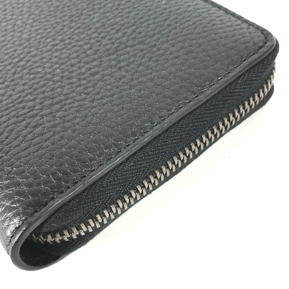 GUCCI Long Wallet Purse 739499 leather Navy GG Marmont Bamboo Zip Around Women Used