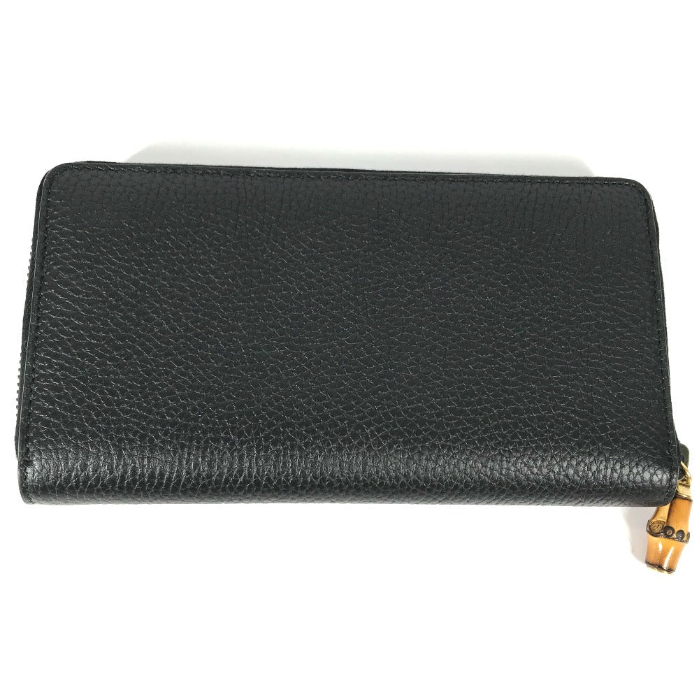 GUCCI Long Wallet Purse 739499 leather Navy GG Marmont Bamboo Zip Around Women Used