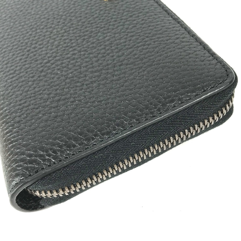 GUCCI Long Wallet Purse 739499 leather Navy GG Marmont Bamboo Zip Around Women Used