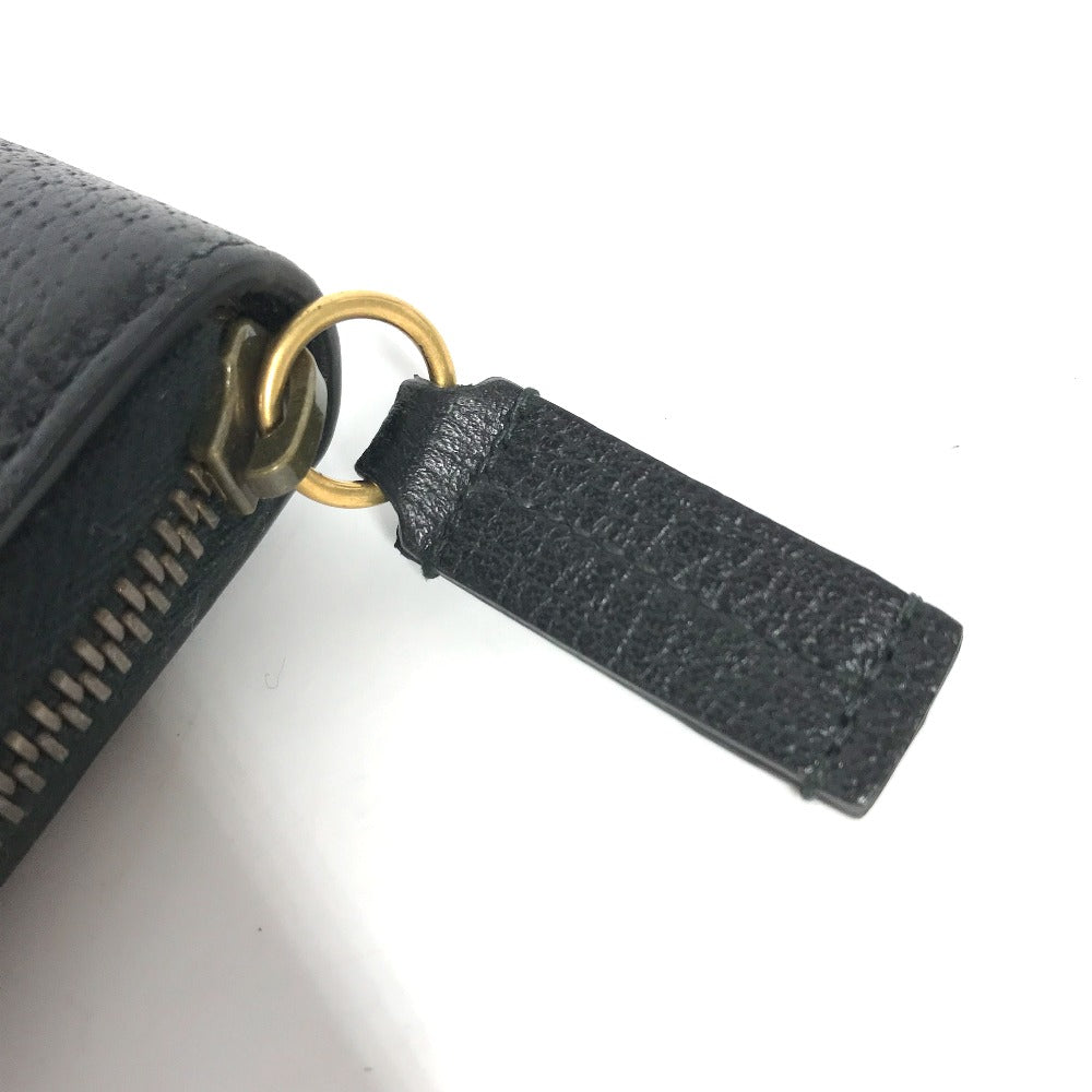 GUCCI Long Wallet Purse 523667 leather black BEE Zip Around Women Secondhand