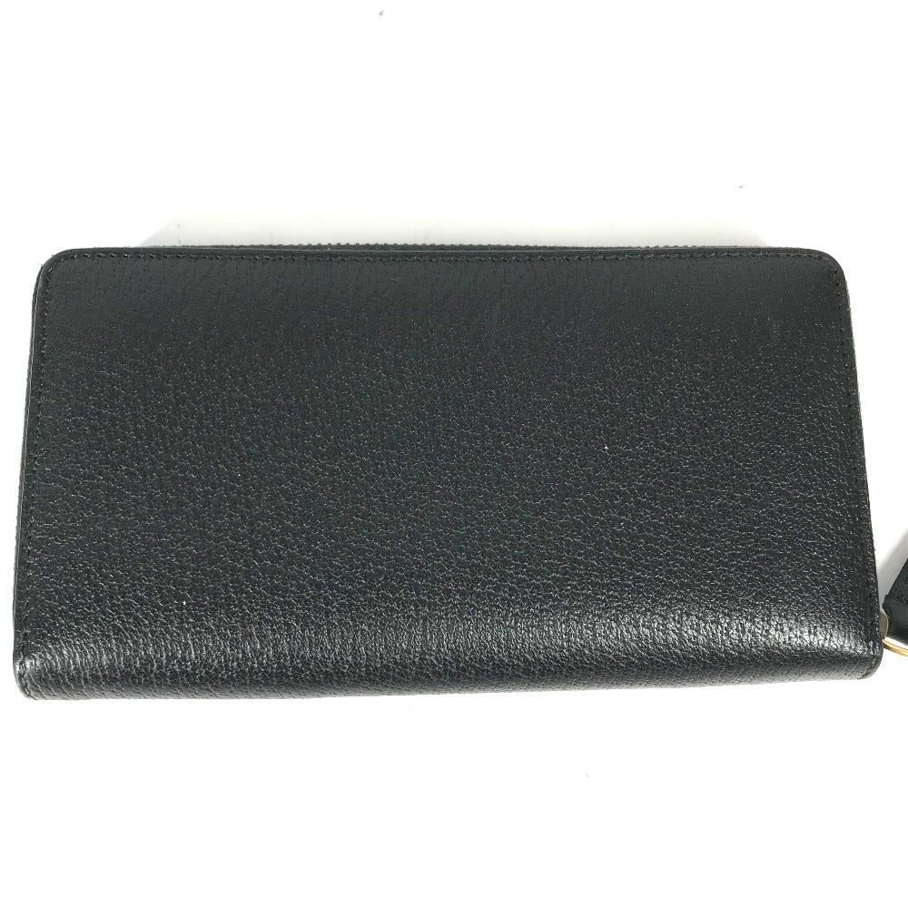 GUCCI Long Wallet Purse 523667 leather black BEE Zip Around Women Secondhand