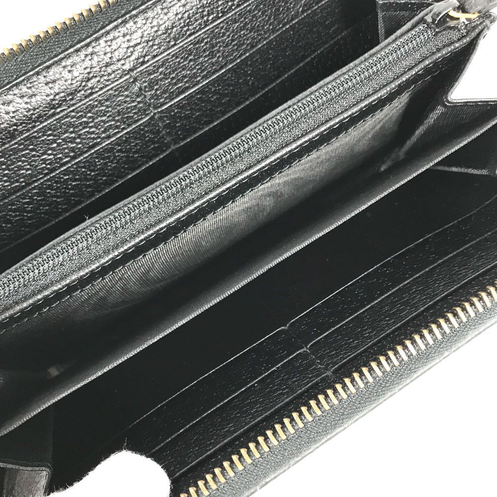 GUCCI Long Wallet Purse 523667 leather black BEE Zip Around Women Secondhand