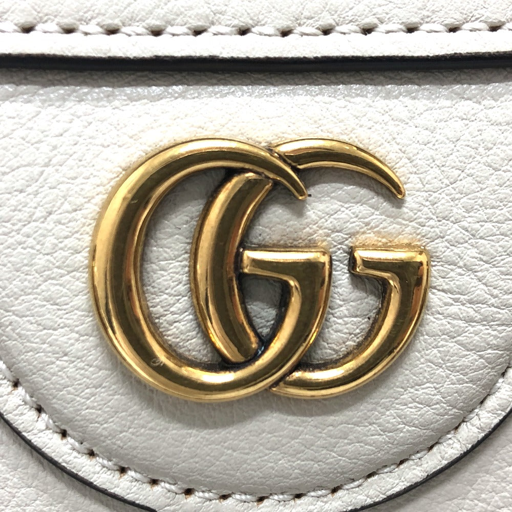 GUCCI Shoulder Bag 655661 leather white GG Marmont Diana Bamboo Women Used