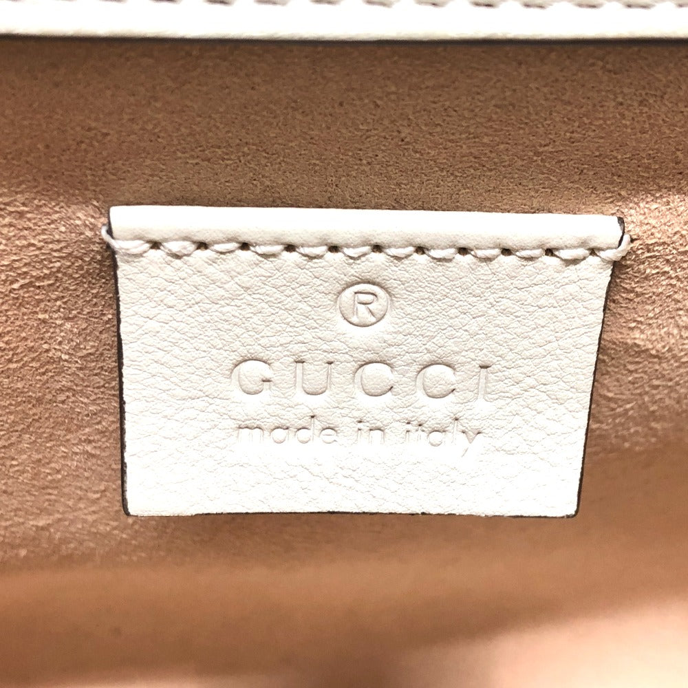 GUCCI Shoulder Bag 655661 leather white GG Marmont Diana Bamboo Women Used