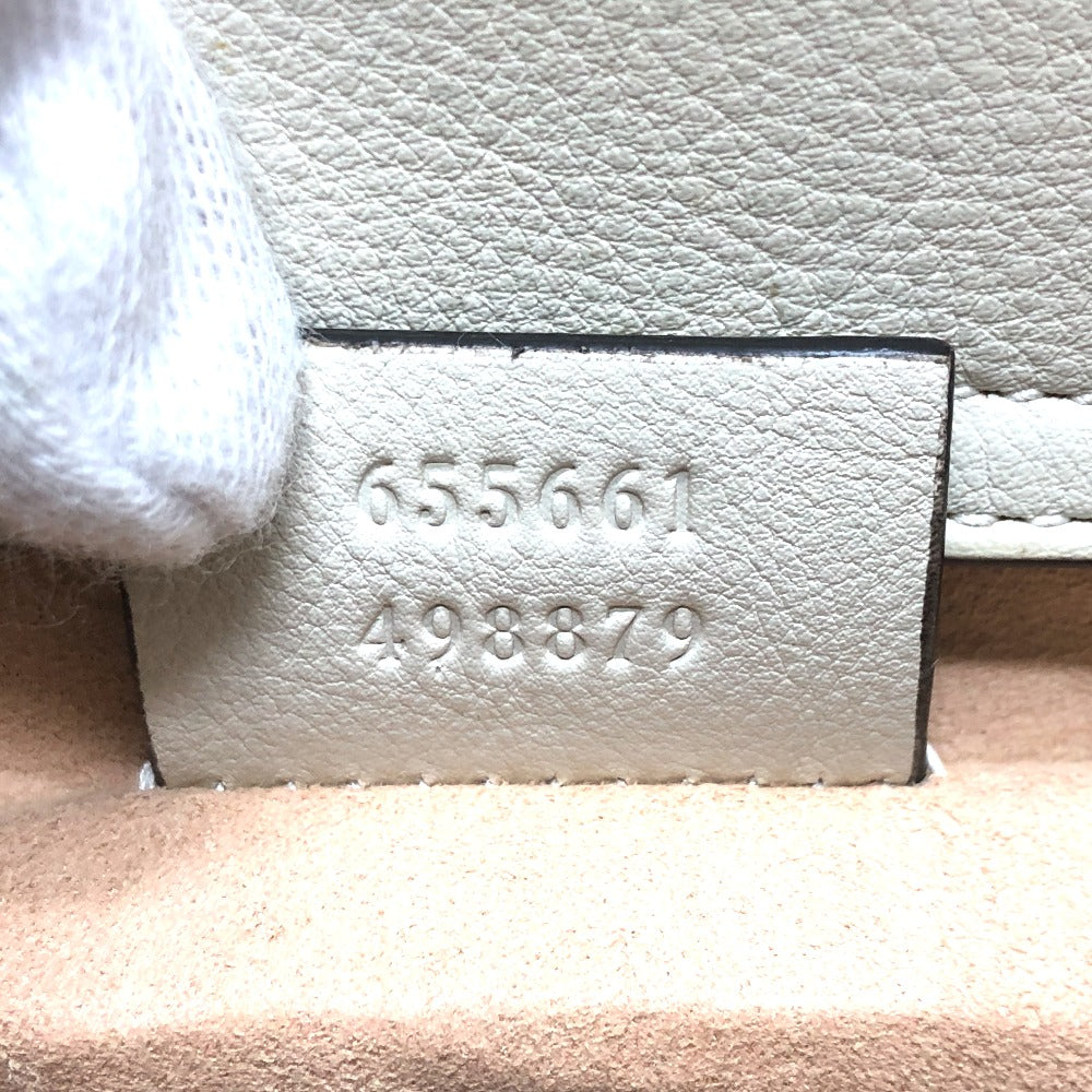 GUCCI Shoulder Bag 655661 leather white GG Marmont Diana Bamboo Women Used