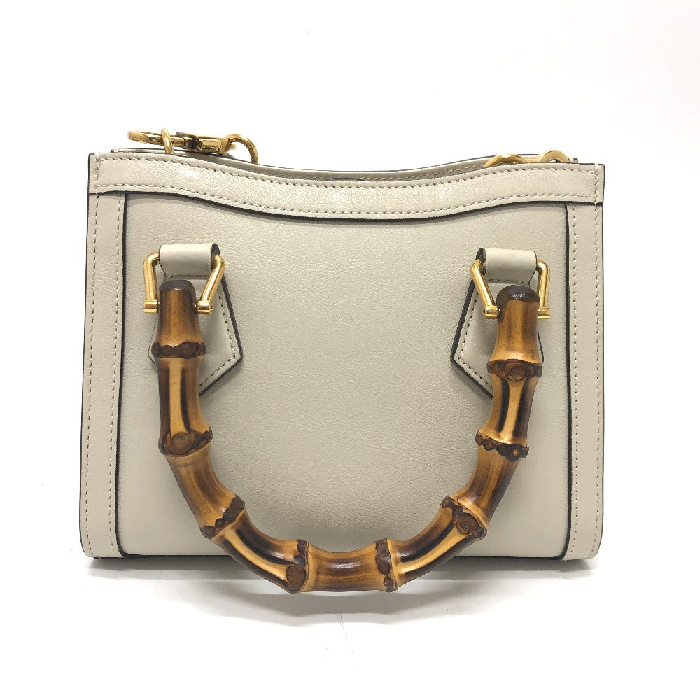 GUCCI Shoulder Bag 655661 leather white GG Marmont Diana Bamboo Women Used
