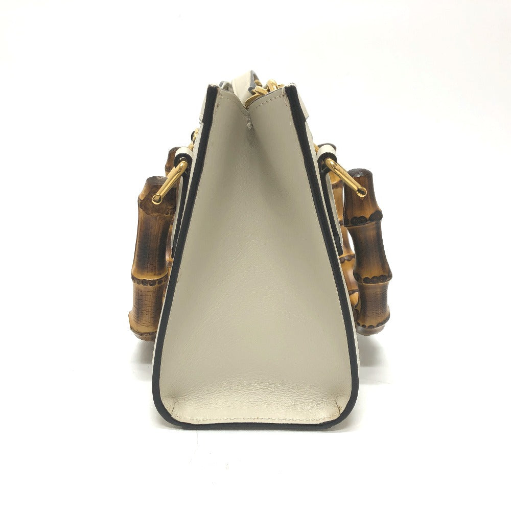 GUCCI Shoulder Bag 655661 leather white GG Marmont Diana Bamboo Women Used